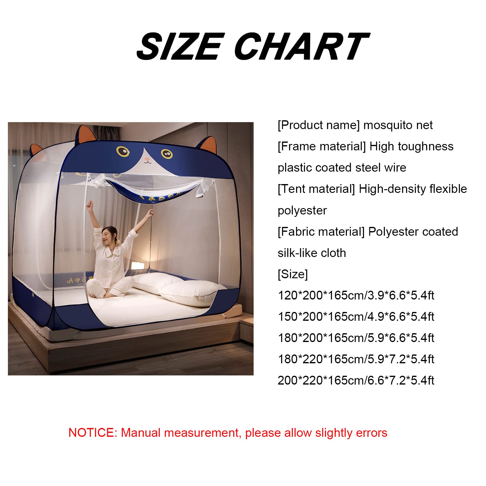 Portable Folding Mosquito Net Tent for Bed - Breathable & Washable Mesh Mosquito Netting for Indoor, Outdoor, Travel & Camping - Perfect for Bedroom, Courtyard, Backyard & Beach Protection