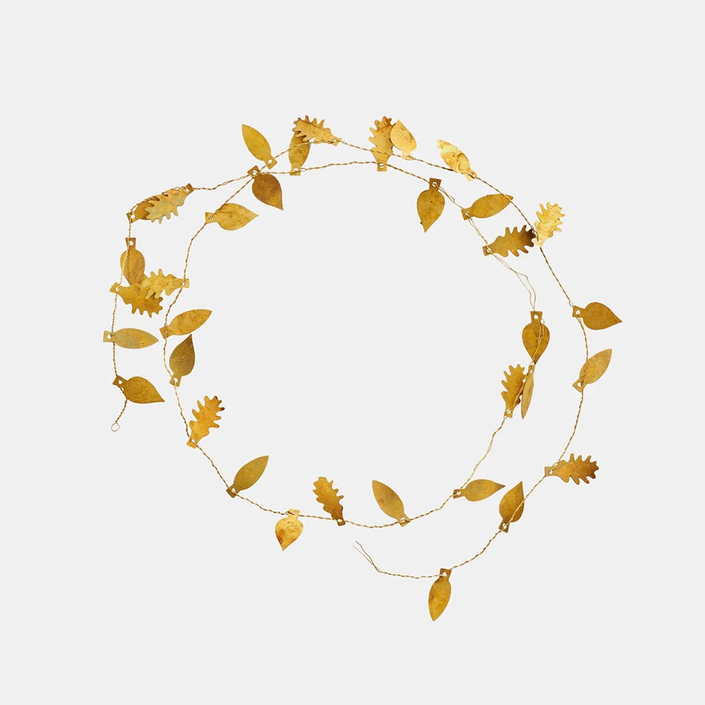 Brass Garland Golden Leaf - Elegant Home Decor for Christmas, Weddings & Festive Events | Perfect for Mantels, Tables & Wall Hangings