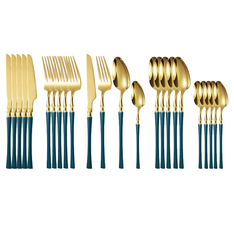24-Piece Stainless Steel Silverware Set - Mirror Polished Flatware Cutlery for Dining, Includes Knives, Forks & Spoons - Dishwasher Safe Gray Tableware Set for Restaurants, Dinner Parties & Home Use