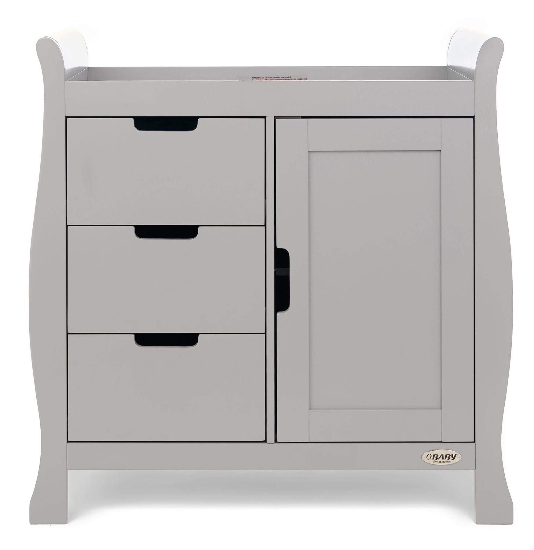 Obaby Stamford Closed Baby Changing Unit in Warm Grey - Compact Nursery Storage & Diaper Station for Small Spaces