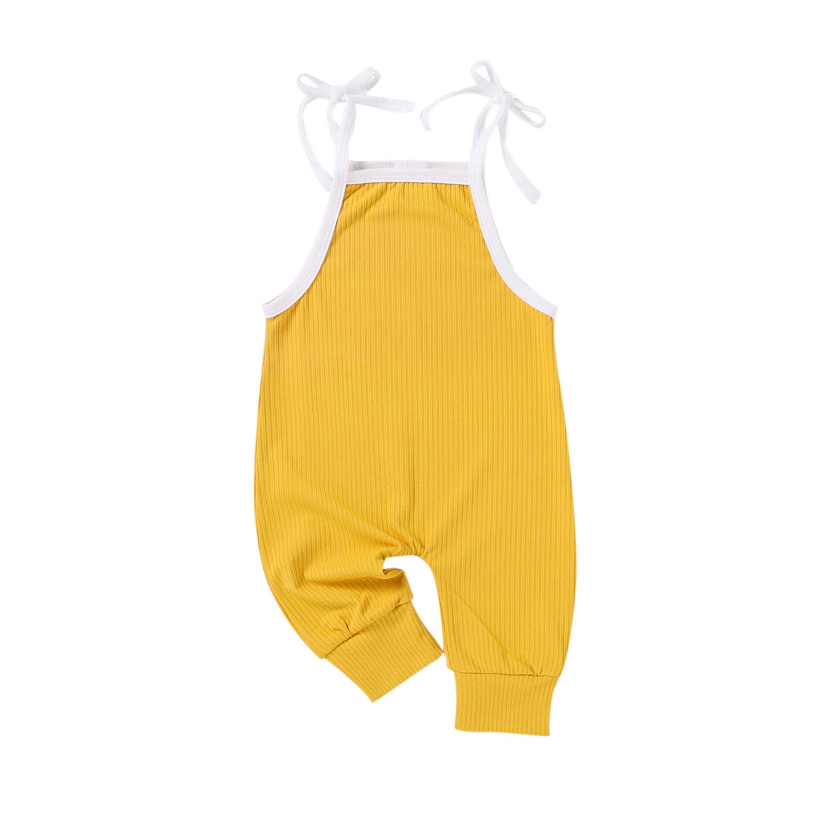 LISfsa Sleeveless Solid Baby Girls Bandage Romper - Ribbed Jumpsuit for Infants & Toddlers - Perfect for Casual Wear, Playdates & Summer Outfits