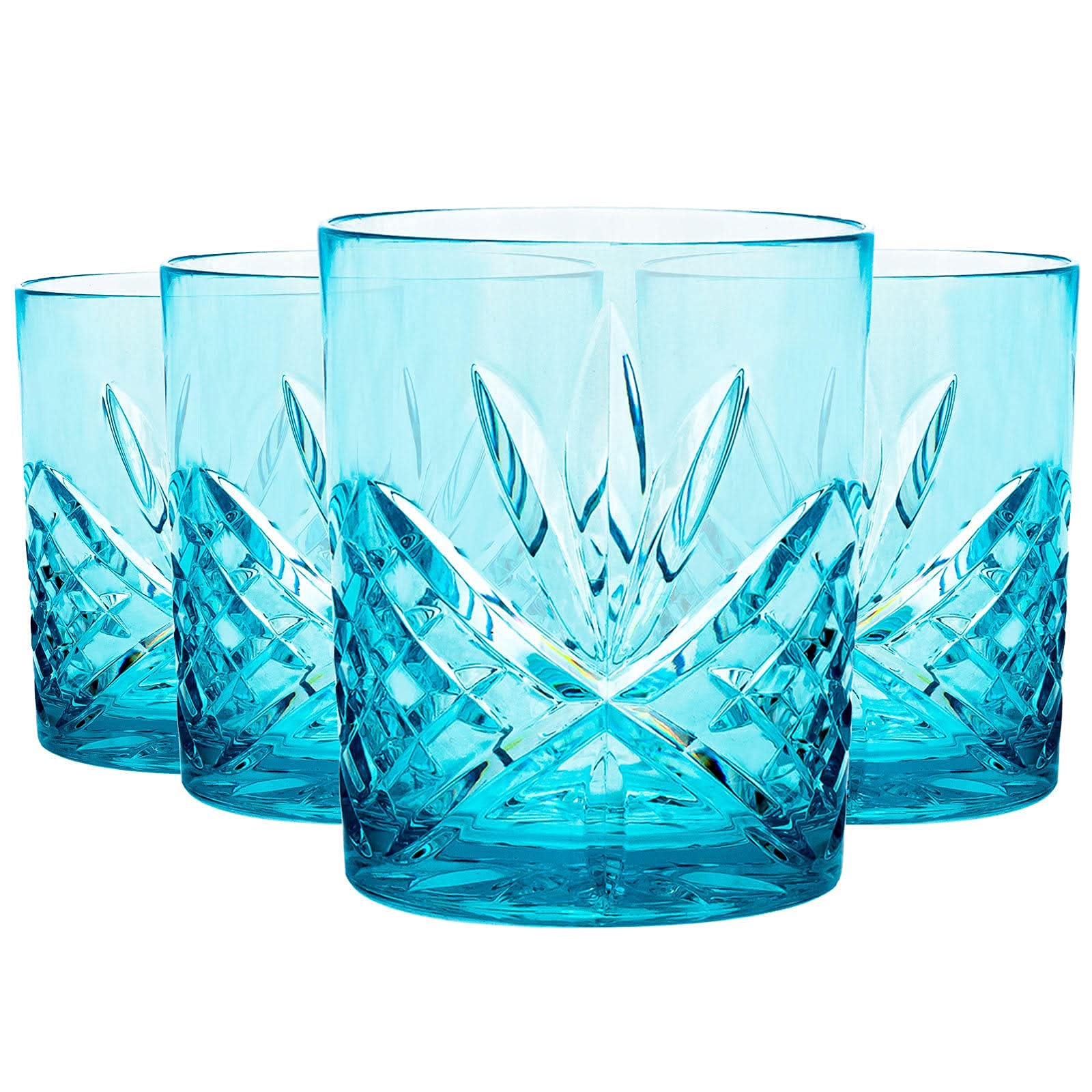 Godinger Acrylic Whiskey Glasses Set of 4 - Shatterproof, Reusable Whiskey Tumbler Cups for Bourbon, Scotch & Cocktails - Dublin Collection - Perfect for Home Bars, Parties & Gifts