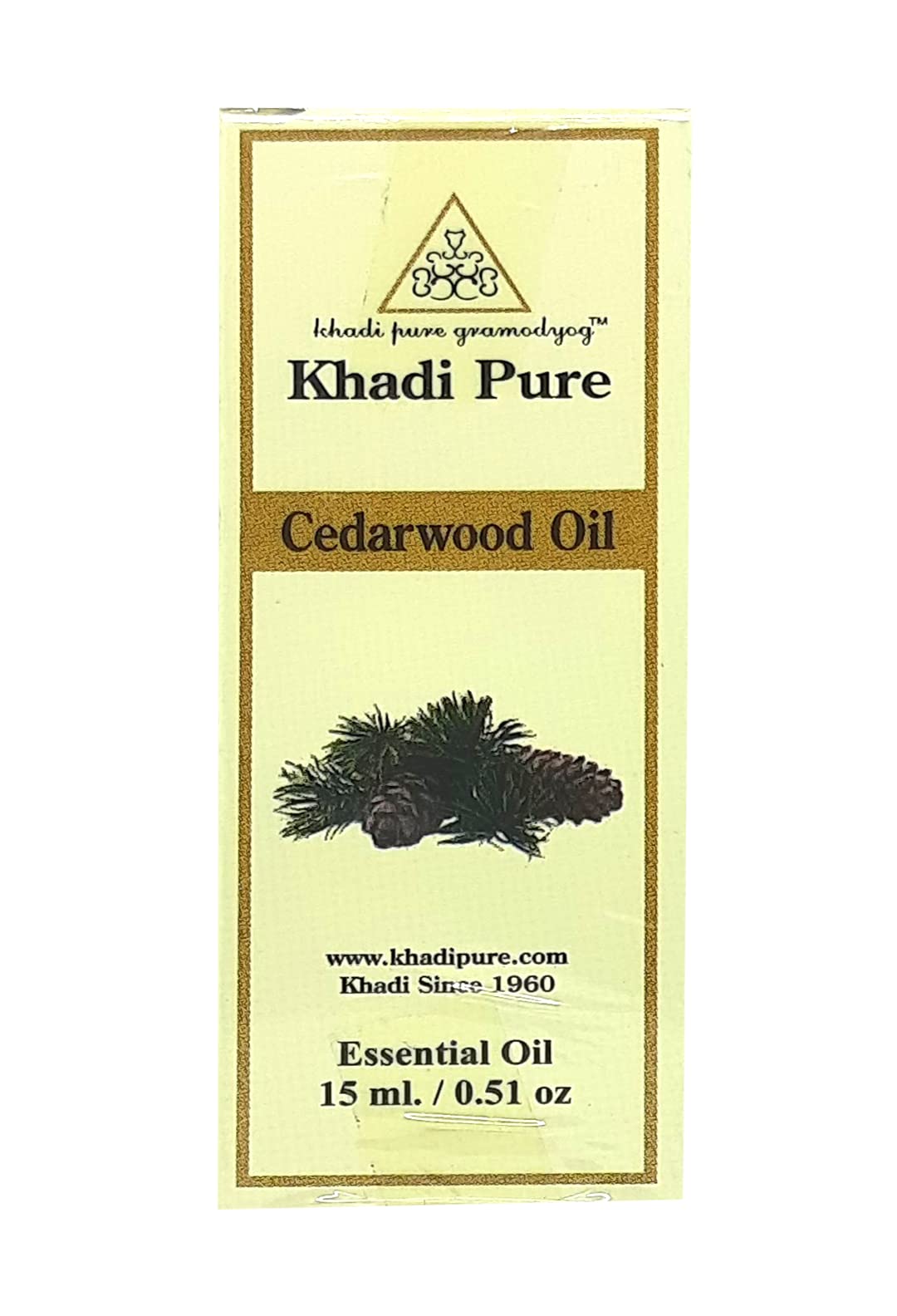 Khadi Pure Herbal Cedarwood Essential Oil 15ml - Natural Aromatherapy Oil for Relaxation & Stress Relief | Perfect for Diffusers, Massage & Skin Care