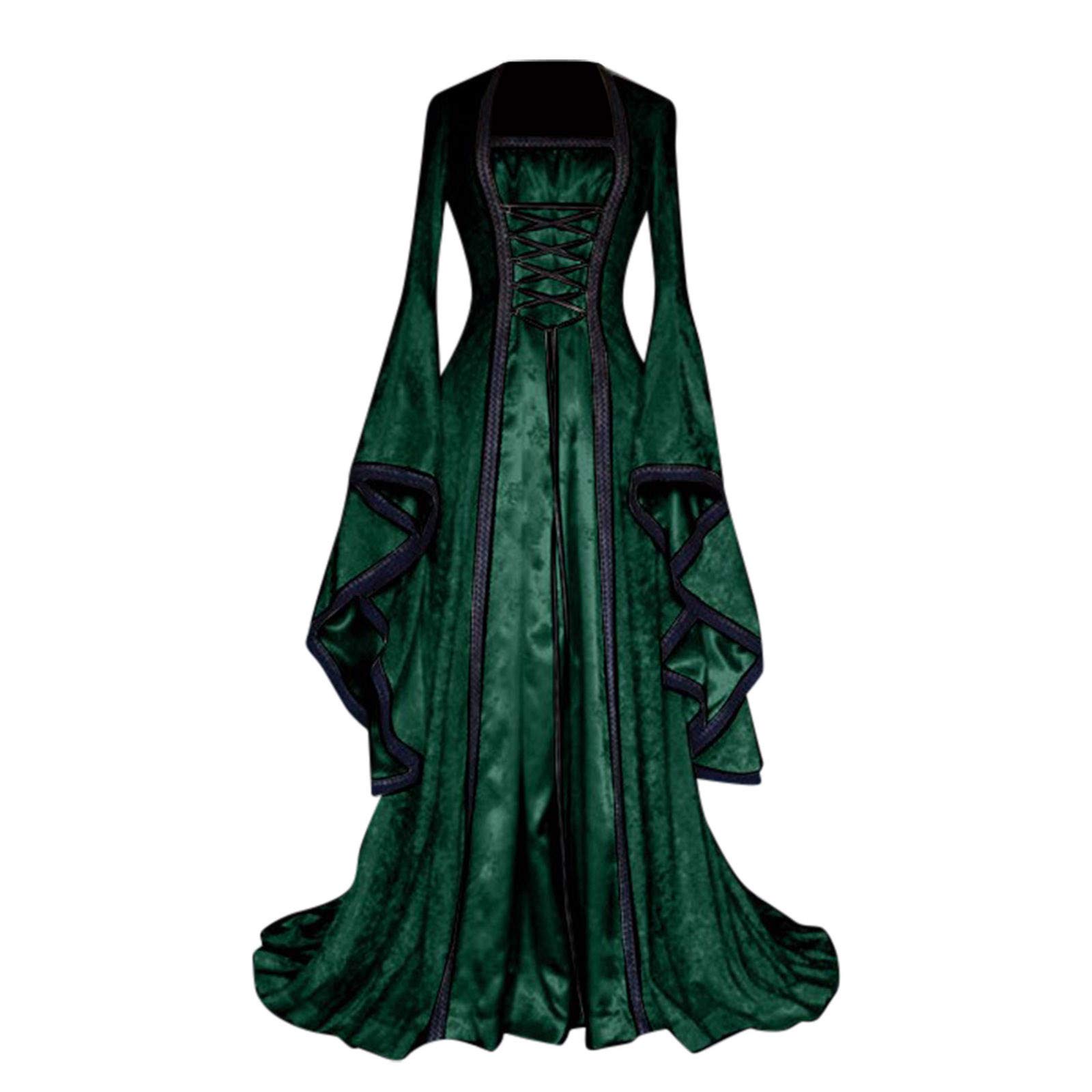Elegant Renaissance Dresses for Women - Medieval Velvet Queen Costume with Lace Up Design | Irish Long Gown for Cosplay, Historical Reenactment & Themed Parties