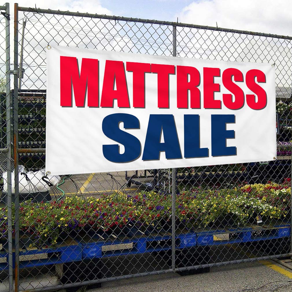 Vinyl Banner for Mattress Sale Business - Weatherproof Outdoor Yard Sign with 10 Grommets (60x144 Inches) - Perfect for Retail Promotions, Storefront Displays & Industrial Advertising