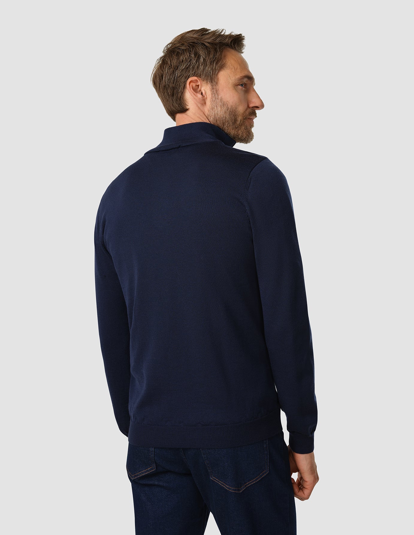 Premium Merino Wool Half Zip Sweater - Navy Blue - Warm & Comfortable for Outdoor Activities & Casual Wear