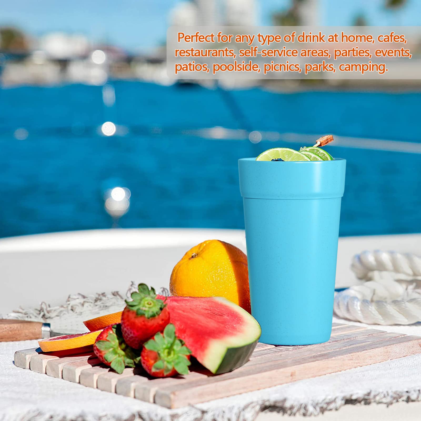 Homestockplus 8-Pack 20 Oz Unbreakable Tumbler Cups - BPA Free, Microwave & Dishwasher Safe, Eco-Friendly Reusable Drinking Glasses for Smoothies, Water, Coffee - Perfect for Home, Office, and Outdoor Activities