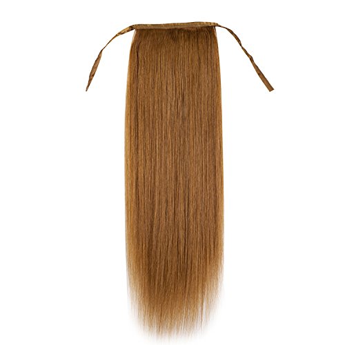 Remeehi 26 Inches Silky Straight High Ponytail Clip-in Human Hair Extensions - 80g Indian Remy Hair #30 Light Auburn for Everyday Styling & Special Occasions