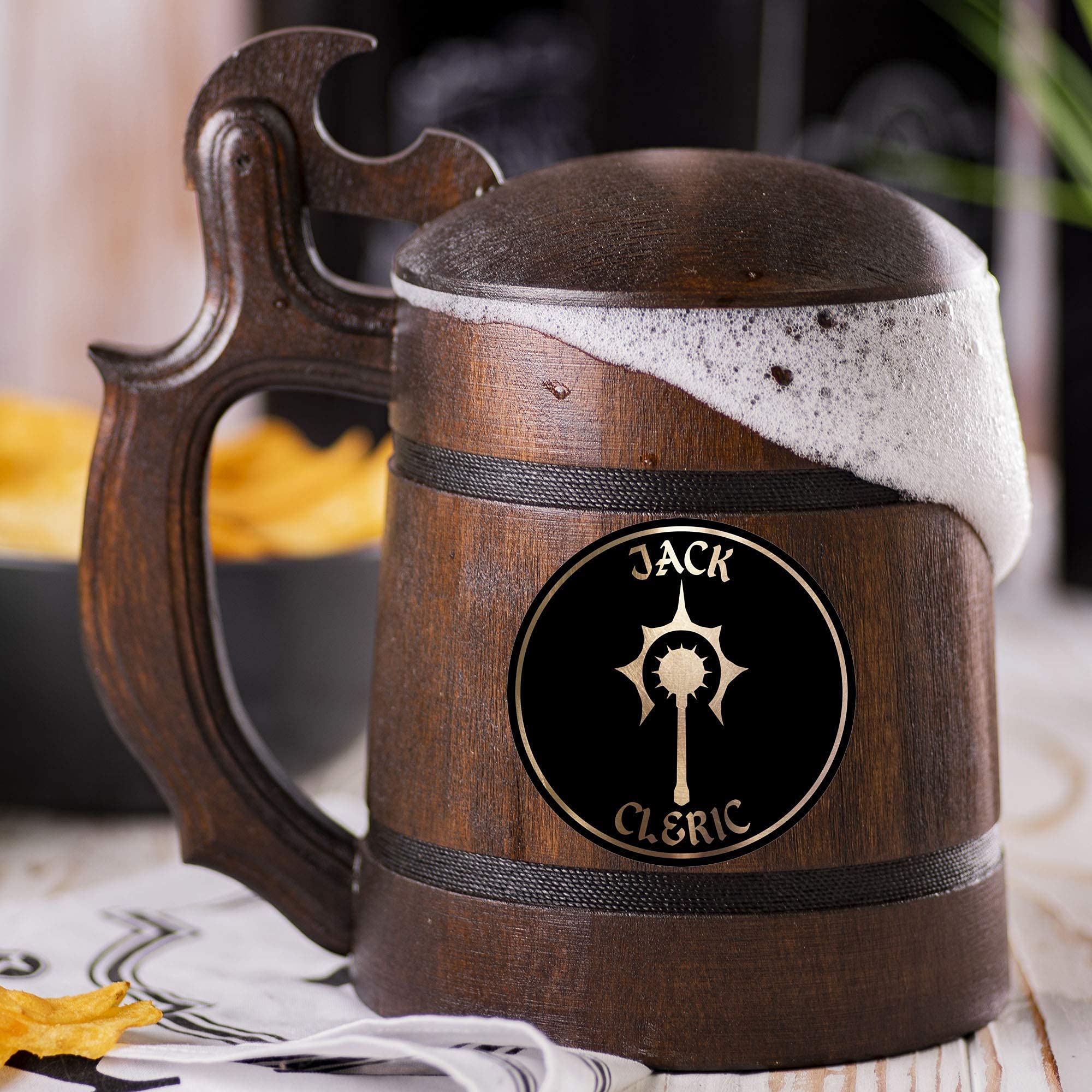 Dungeons & Dragons Beer Stein - Custom Cleric Beer Mug, Personalized D&D Tankard for Gamers | Fantasy RPG Drinking Cup for Tabletop Gaming & D&D Parties