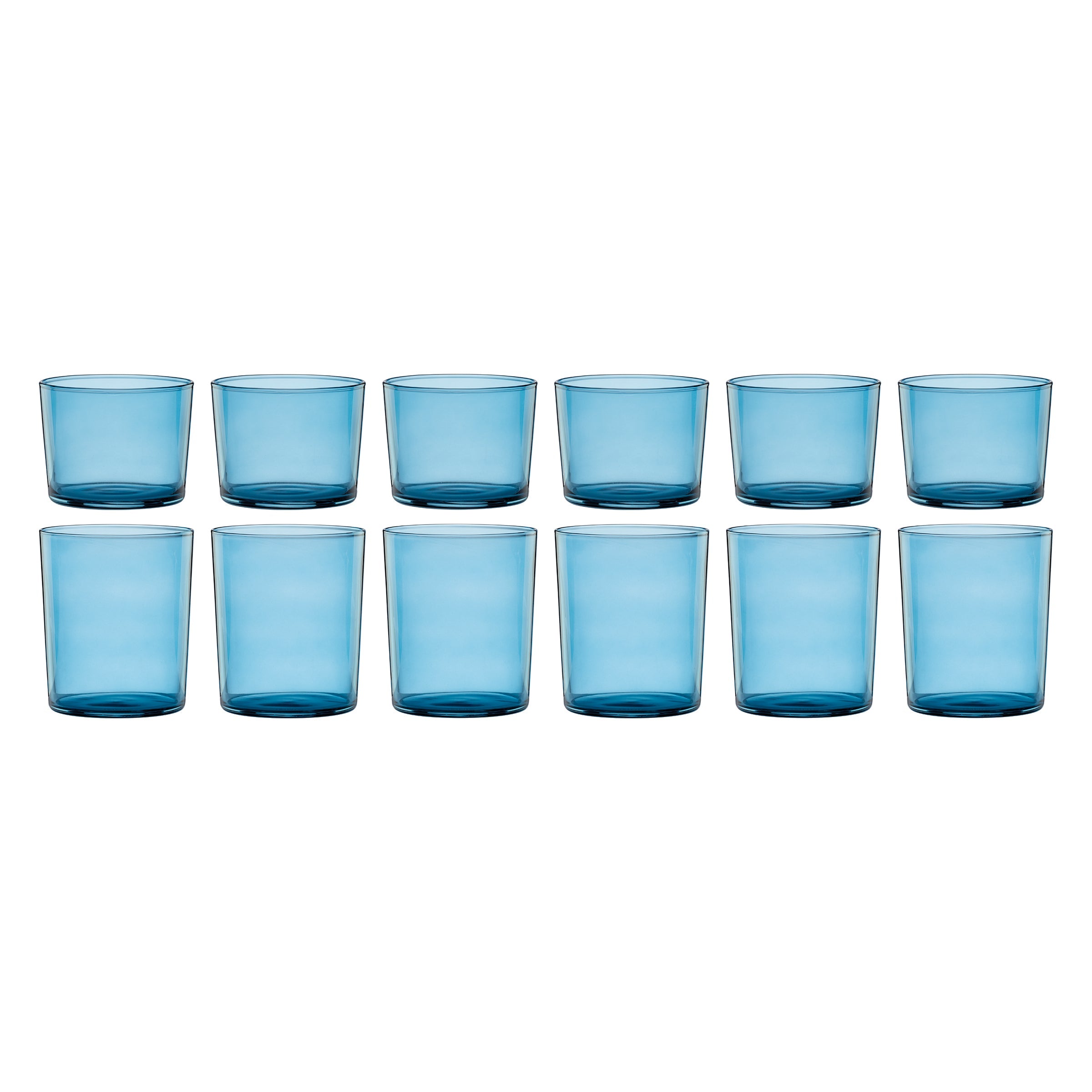Premium Stackable Blue Short & Tall Glasses Set - 12-Piece Durable Drinkware for Everyday Use, Parties & Entertaining - BPA-Free Dishwasher Safe Glassware
