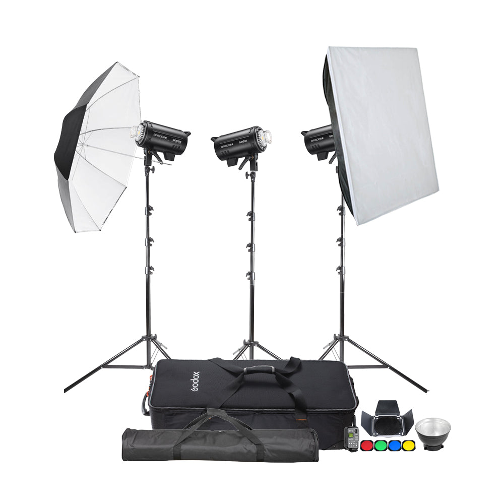 Professional DP600IIIV 3-Head Studio Flash Lighting Kit for Photography - Perfect for Portrait, Product, and Fashion Shoots