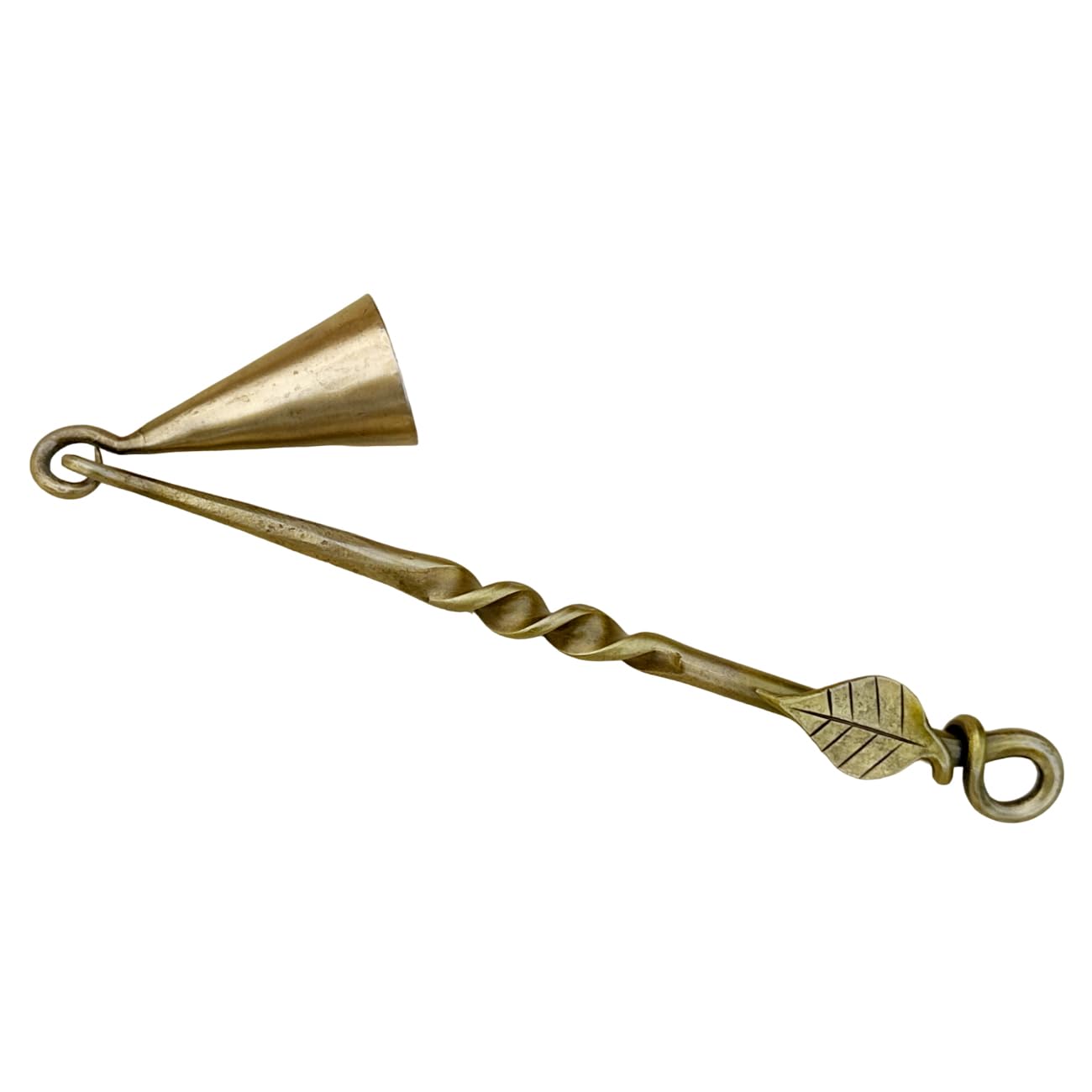 Hand-Forged Medieval Leaf Candle Snuffer - Antique Brass Finish Iron Candle Extinguisher - Perfect Gift for Candle Lovers - Classic Wick Candlesnuffer for Home Decor, Romantic Dinners & Relaxing Spa Nights