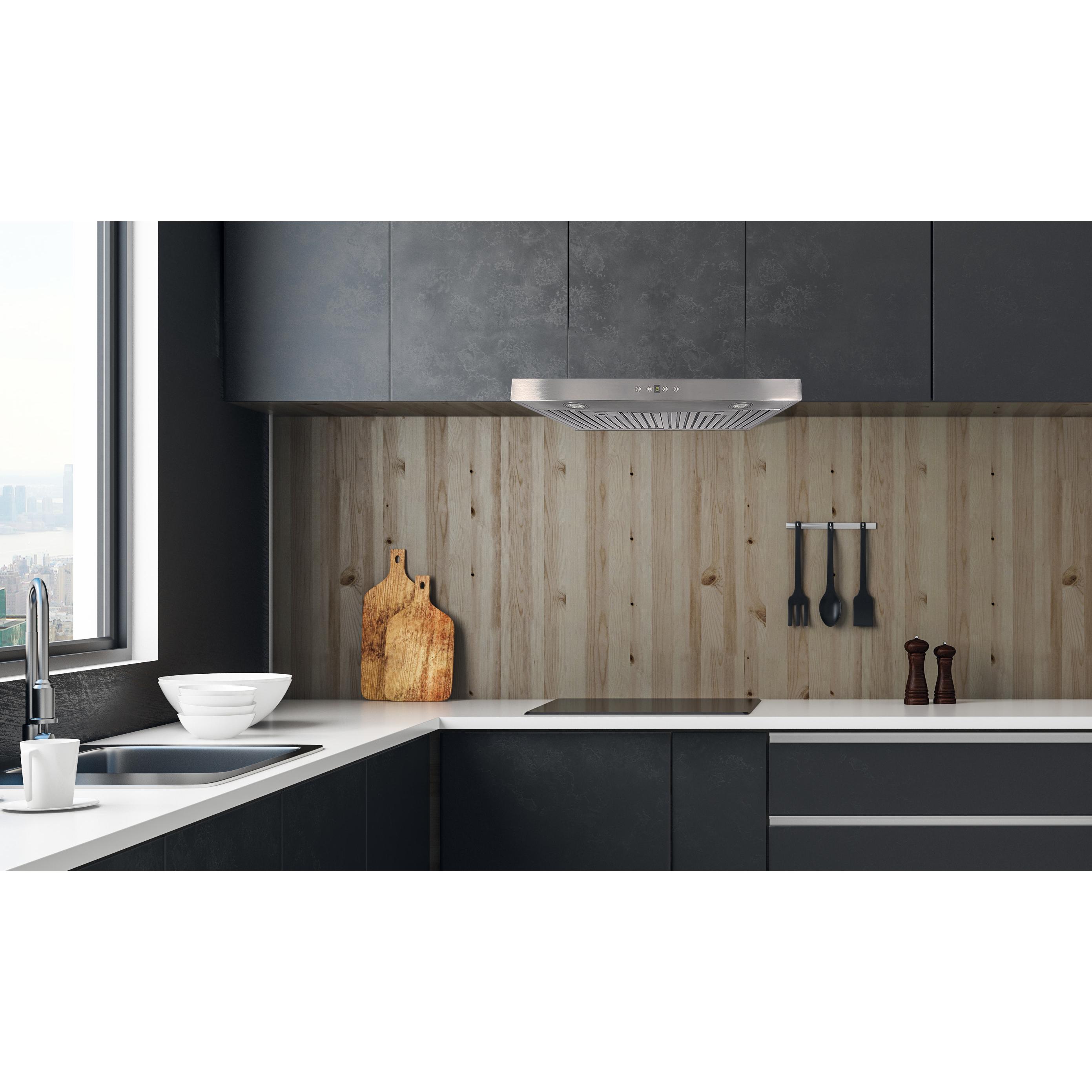 AVK 306CS 30-inch Under Cabinet Range Hood - Powerful 400 CFM Stainless Steel Kitchen Vent Hood with LED Lights & 3 Speed Settings - Perfect for Small to Medium Kitchens, Apartments & Condos