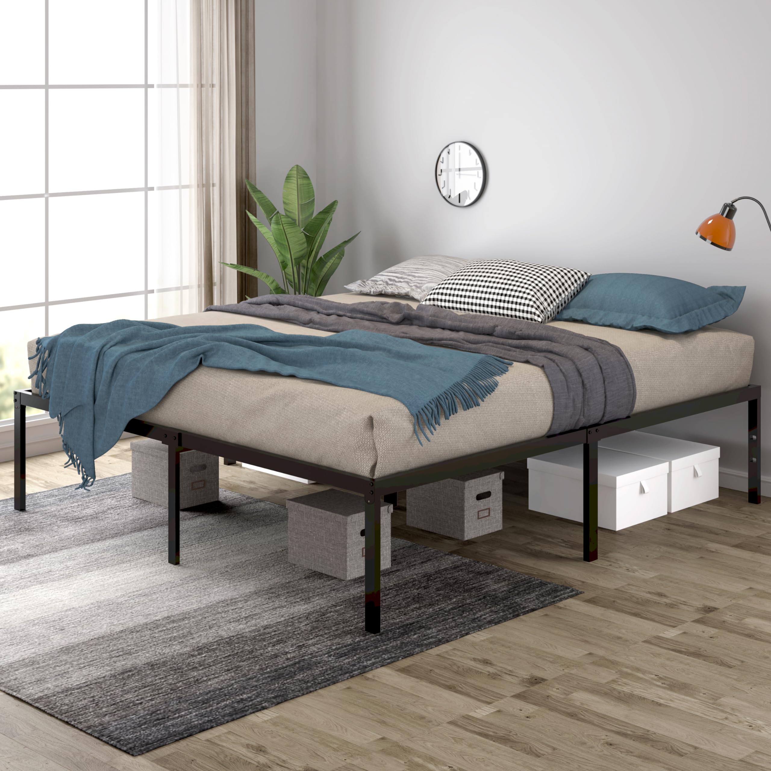 Sturdy King Size Metal Platform Bed Frame - Heavy Duty SHA CERLIN Bed with No Box Spring Needed | Easy Assembly, Quiet Mattress Foundation, Headboard Slots | Perfect for Master Bedrooms & Guest Rooms
