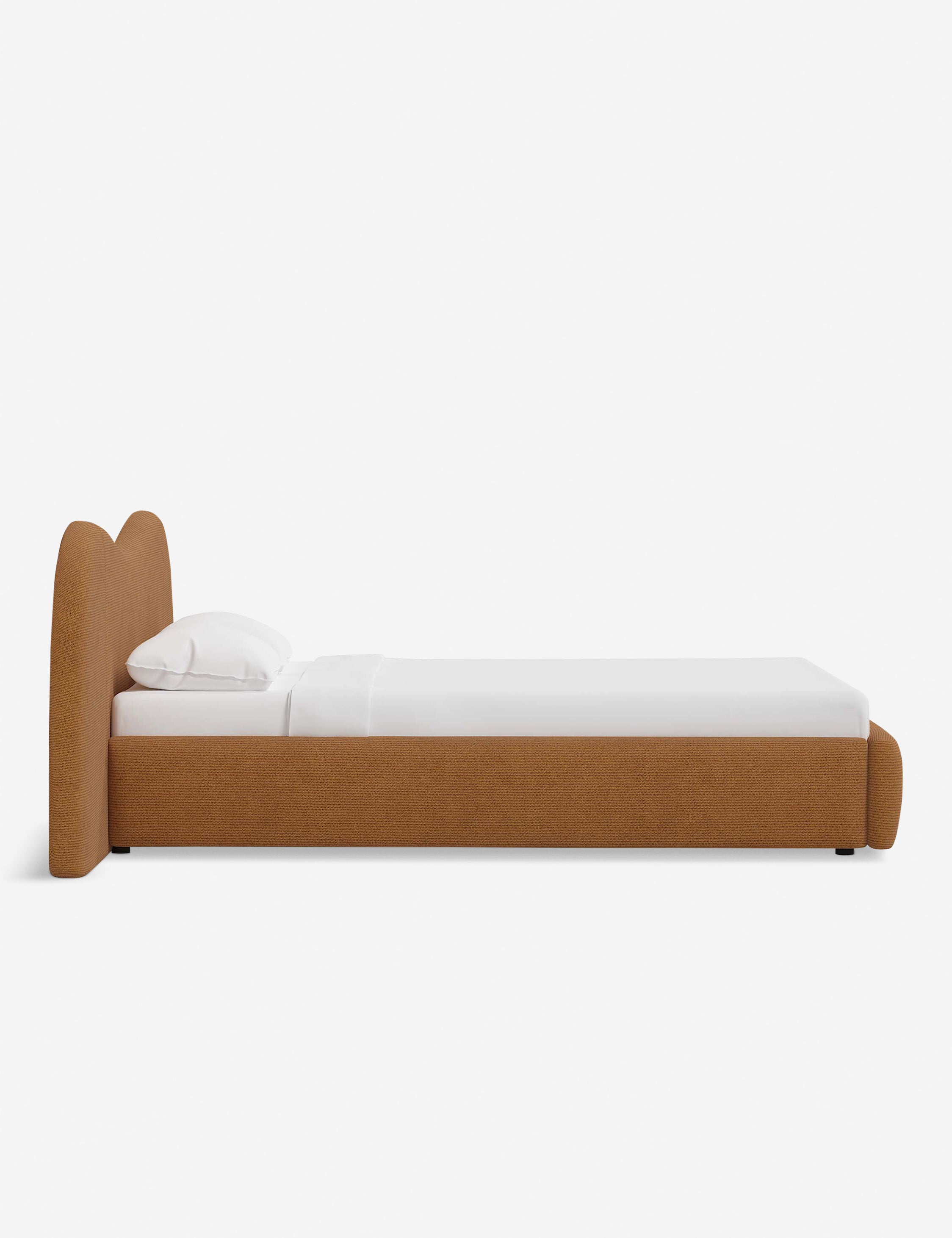 Sarah Sherman Samuel Gladys Extended Headboard Platform Bed - Queen Size, Modern Upholstered Bed Frame with Wooden Legs for Bedroom, Living Room, Guest Room