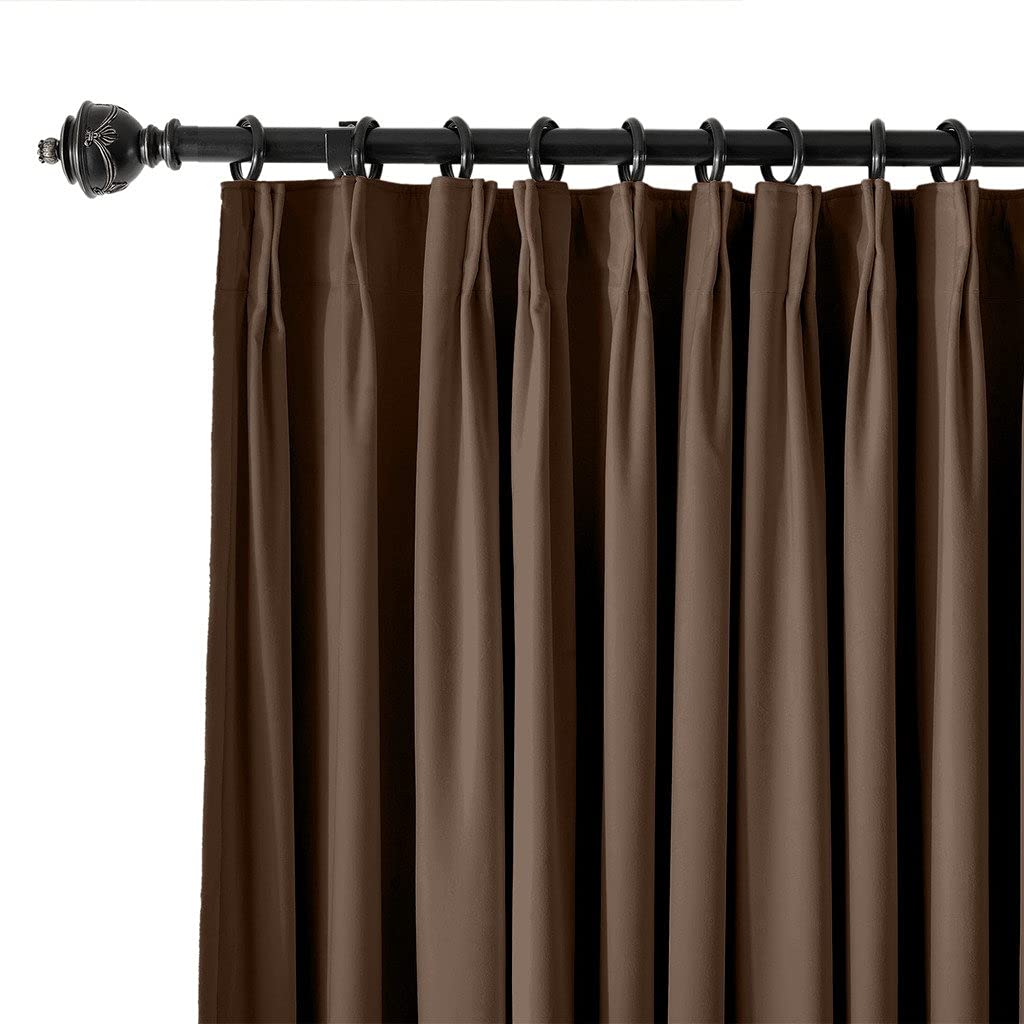 Double Pinch Pleat Blackout Curtains 96x108 Inches - Extra Long 2 Story Window Drapes, Dark Chocolate, 1 Panel with Hooks for Living Room & Bedroom Light Blocking