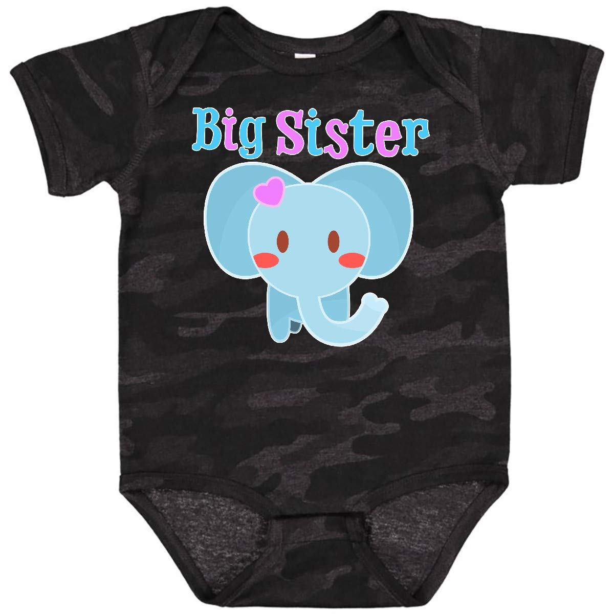 Inktastic Big Sister Elephant Baby Bodysuit - Cute & Comfortable Onesie for Newborns & Infants - Perfect Gift for Big Sisters, Baby Showers & Sibling Announcements