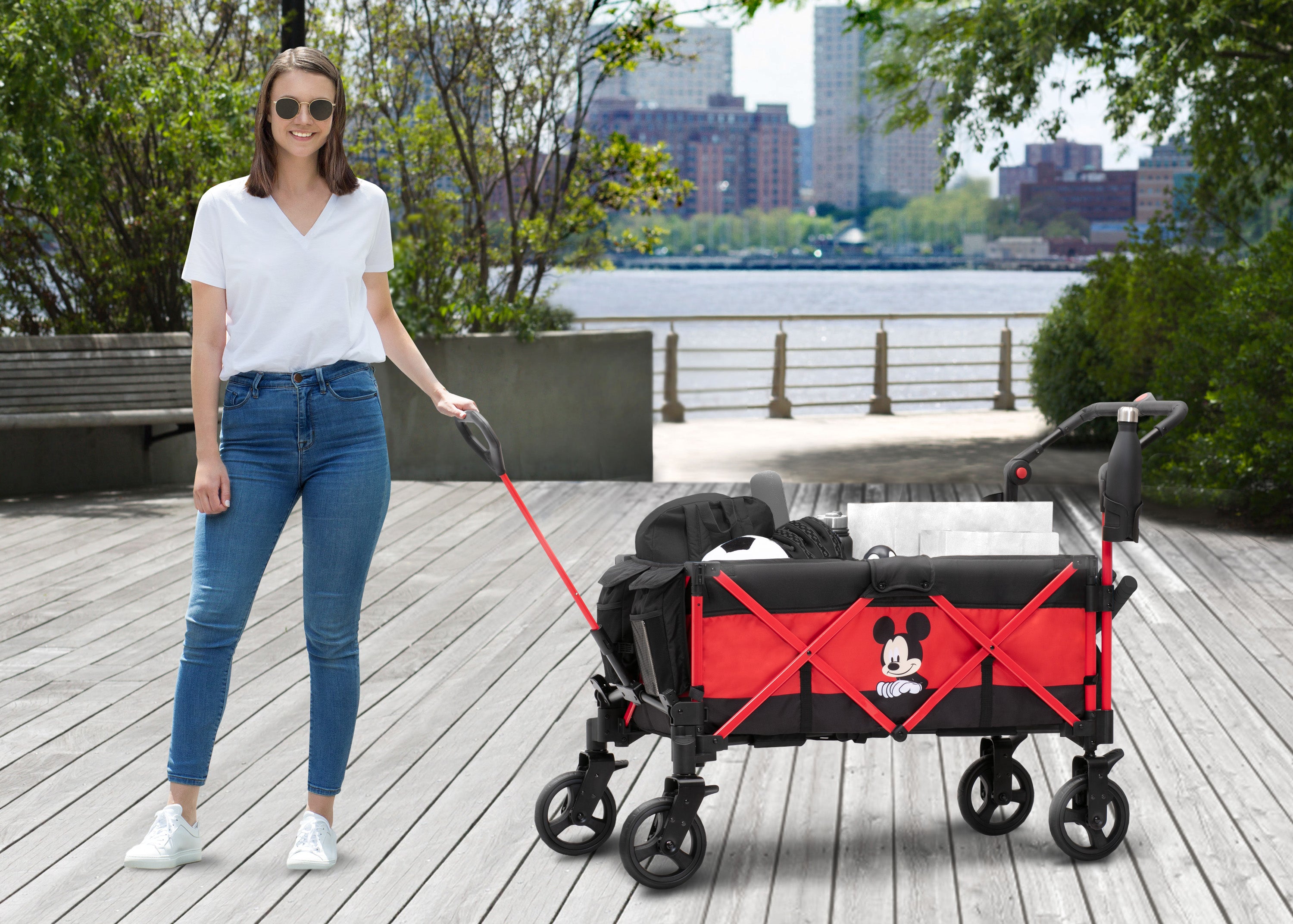Disney Mickey Mouse Stroller Wagon for Kids - Lightweight Foldable Baby Stroller with Canopy | Perfect for Park Outings, Beach Trips & Shopping