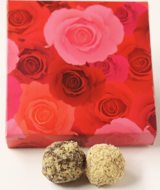 Scott's Cakes Premium Milk & White Chocolate Walnut Truffles - 8 oz Gift Box with Pink Roses - Perfect for Valentine's Day, Birthday Gifts & Romantic Surprises