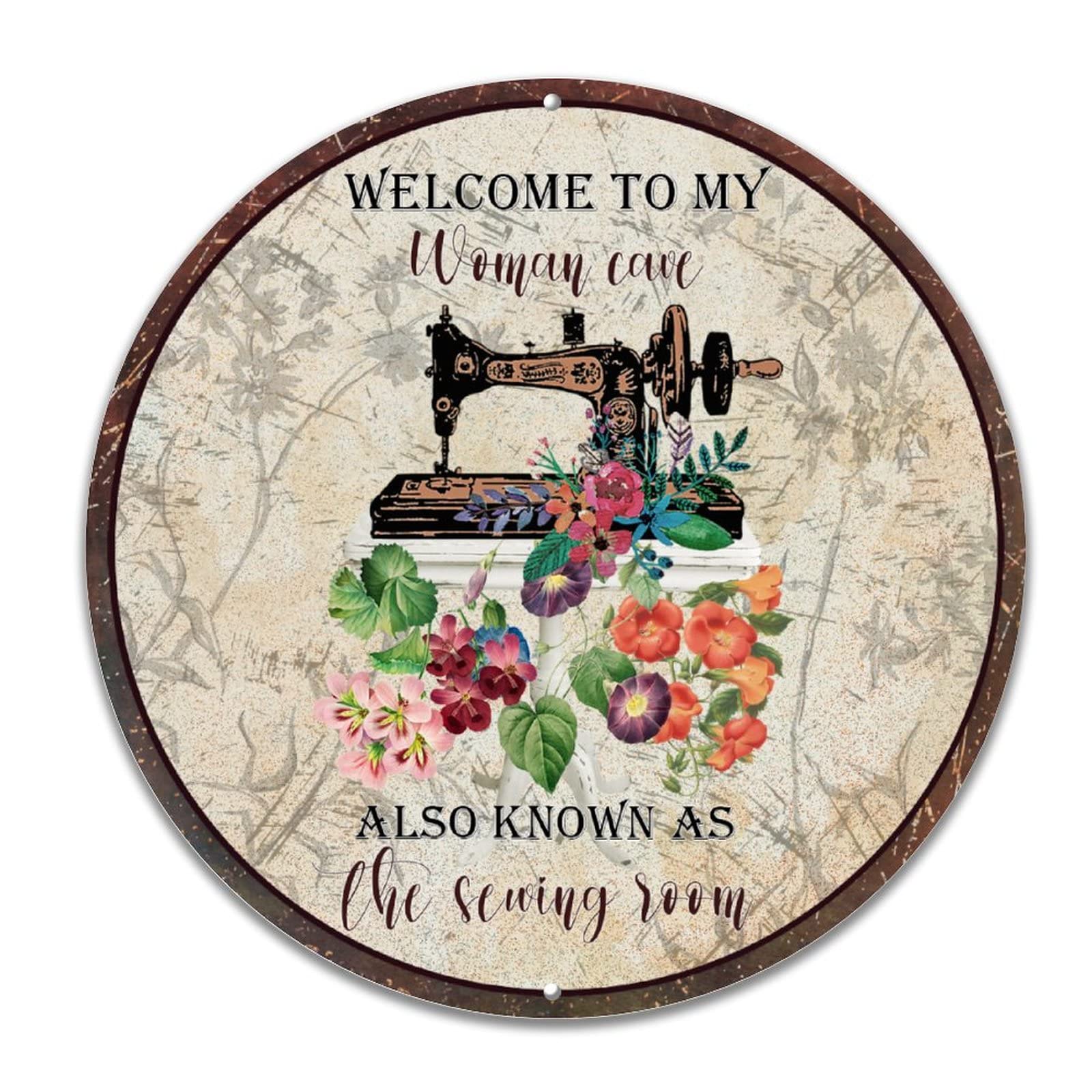 Rust-Proof Aluminum Welcome Sign - 10in Metal Tin Art Plaque for Front Porch, She Shed, Sewing Room, Cafe, Coffee Bar, Pub & Man Cave | Durable Outdoor & Indoor Decoration for Home & Business