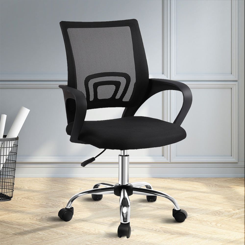 Ergonomic Mesh Office Chair with Mid Back Support - Black - Perfect for Home Office, Gaming & Workspace Comfort
