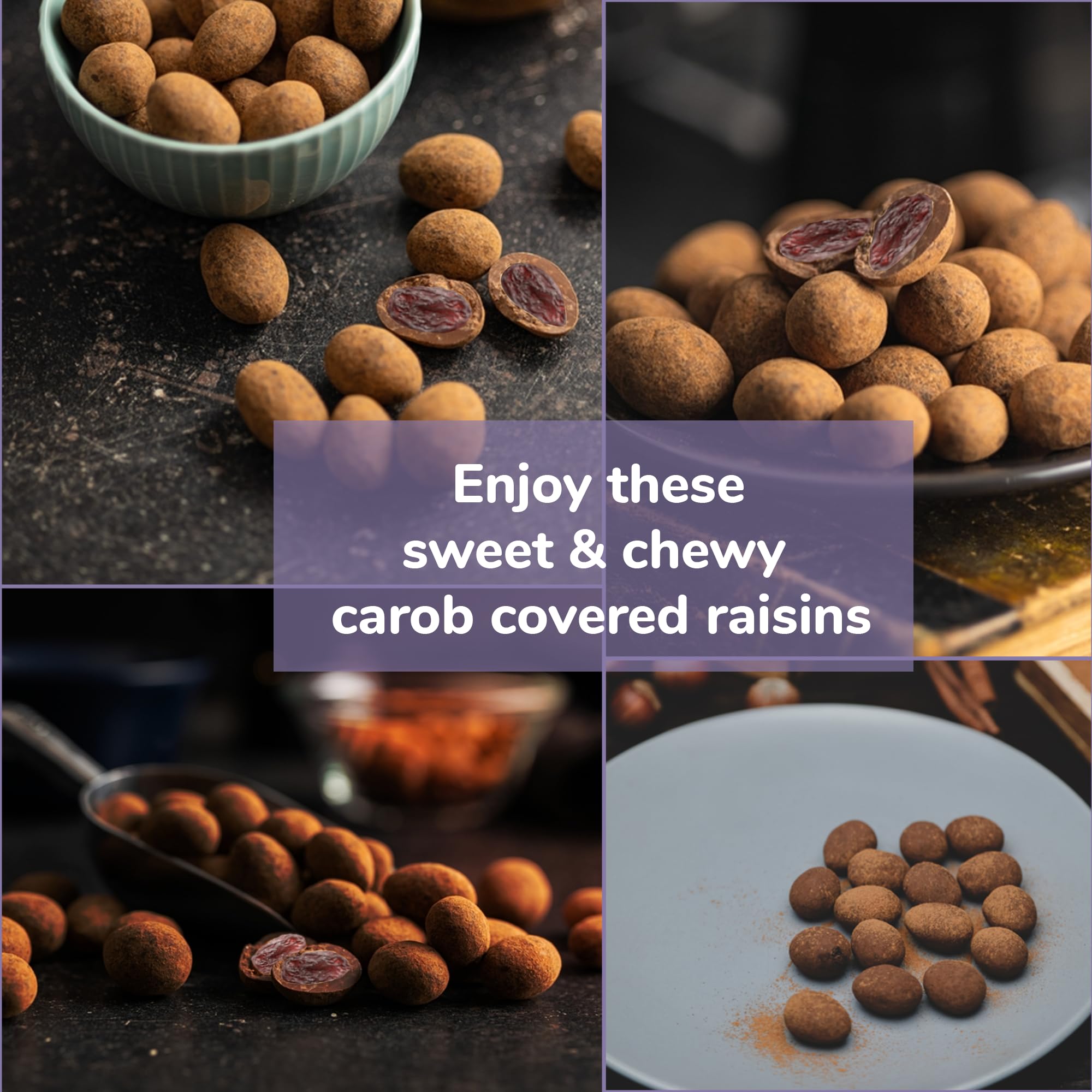Organic Carob Covered Raisins 8 Oz (3 Pack) - Vegan, Gluten-Free, Dairy-Free Chocolate Alternative - Healthy Snacks for Kids, Office Treats & Baking Ingredient