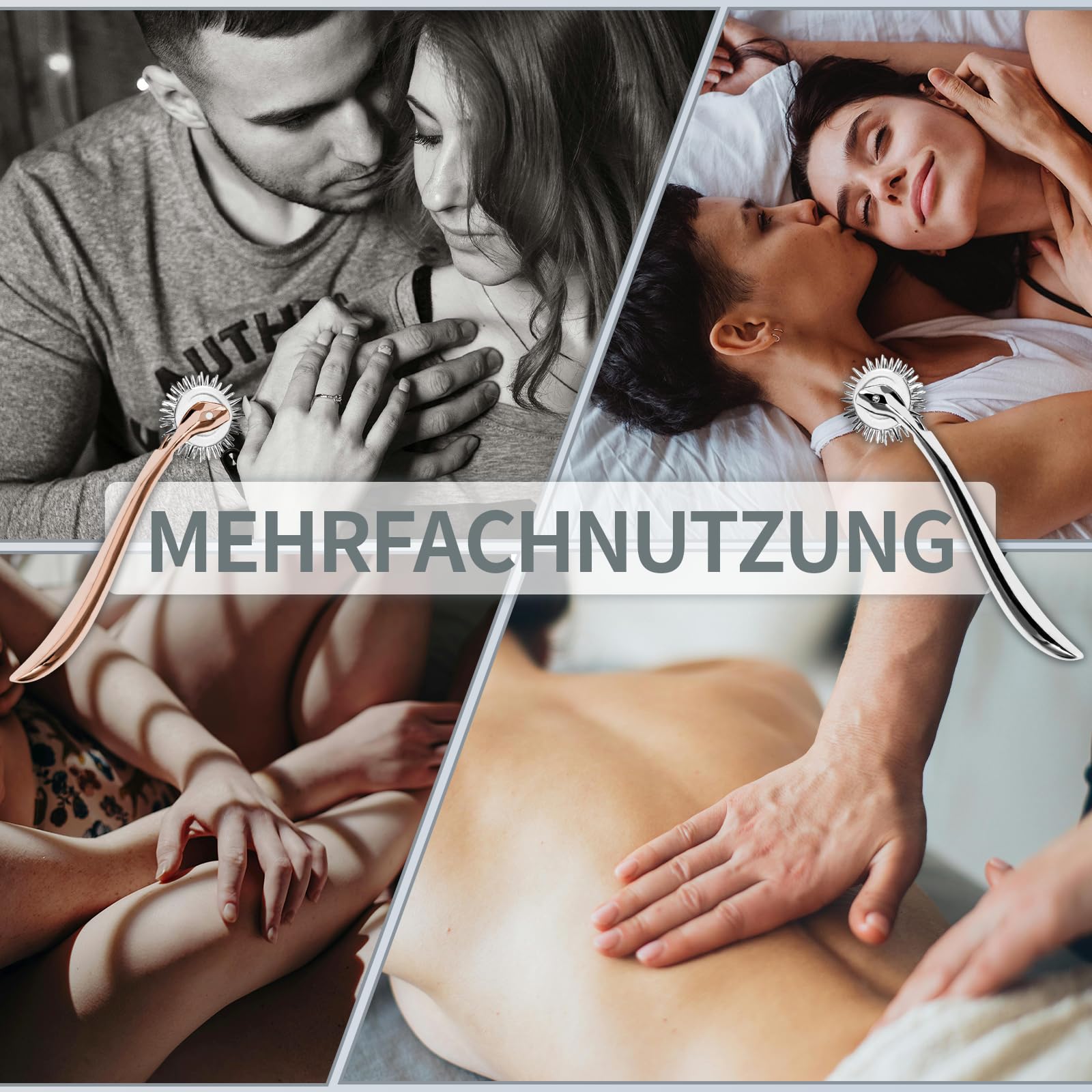 Premium Wartenberg Pin Wheel - Stainless Steel BDSM Massage Toy for Couples, Multi-Color Sensory Play (Silver) | Enhance Intimacy & Sensation in Bedroom & BDSM Scenes