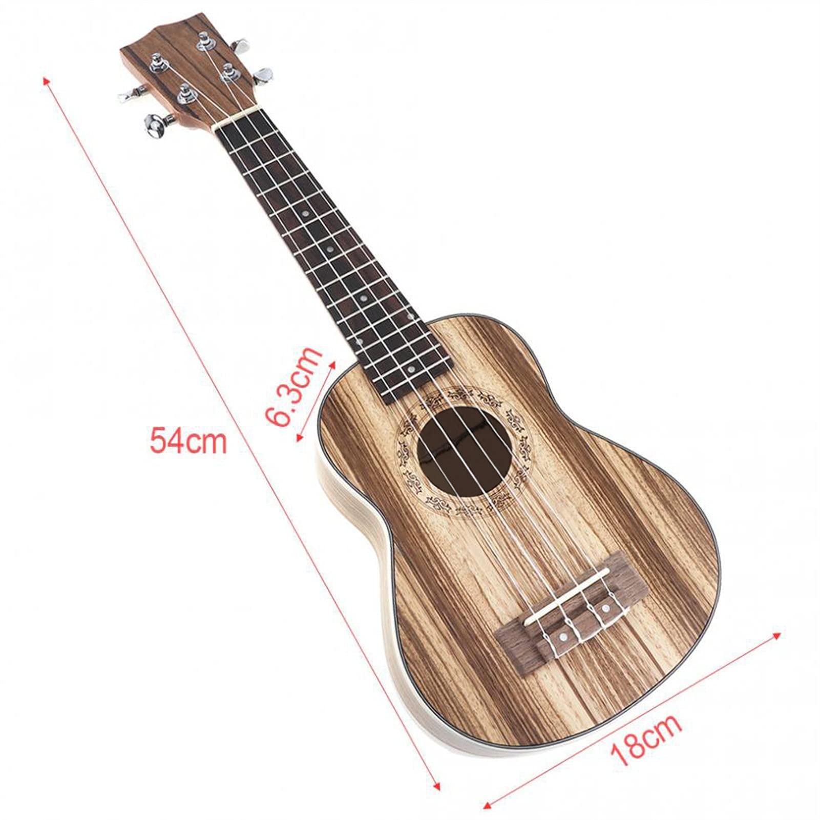 21 Inch Portable Soprano Ukulele with 15 Frets - 4 String Zebra Wood Concert Ukulele - Perfect for Beginners, Travel & Beach Music