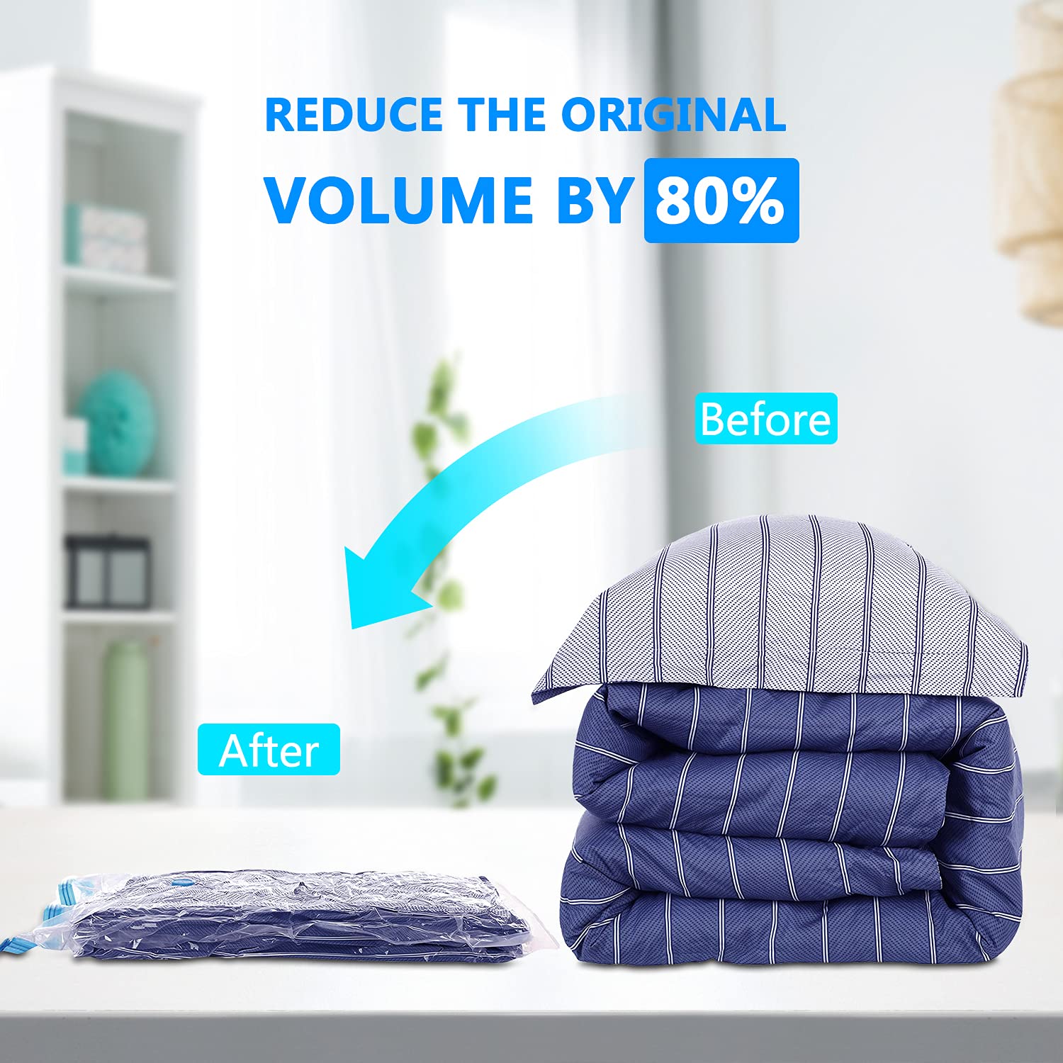 8 Pack Vacuum Storage Bags - Space Saver Bags (2 Jumbo/3 Large/3 Small) for Clothes, Comforters, Blankets & Bedding | Save 80% Storage Space | Perfect for Travel, Seasonal Storage & Home Organization