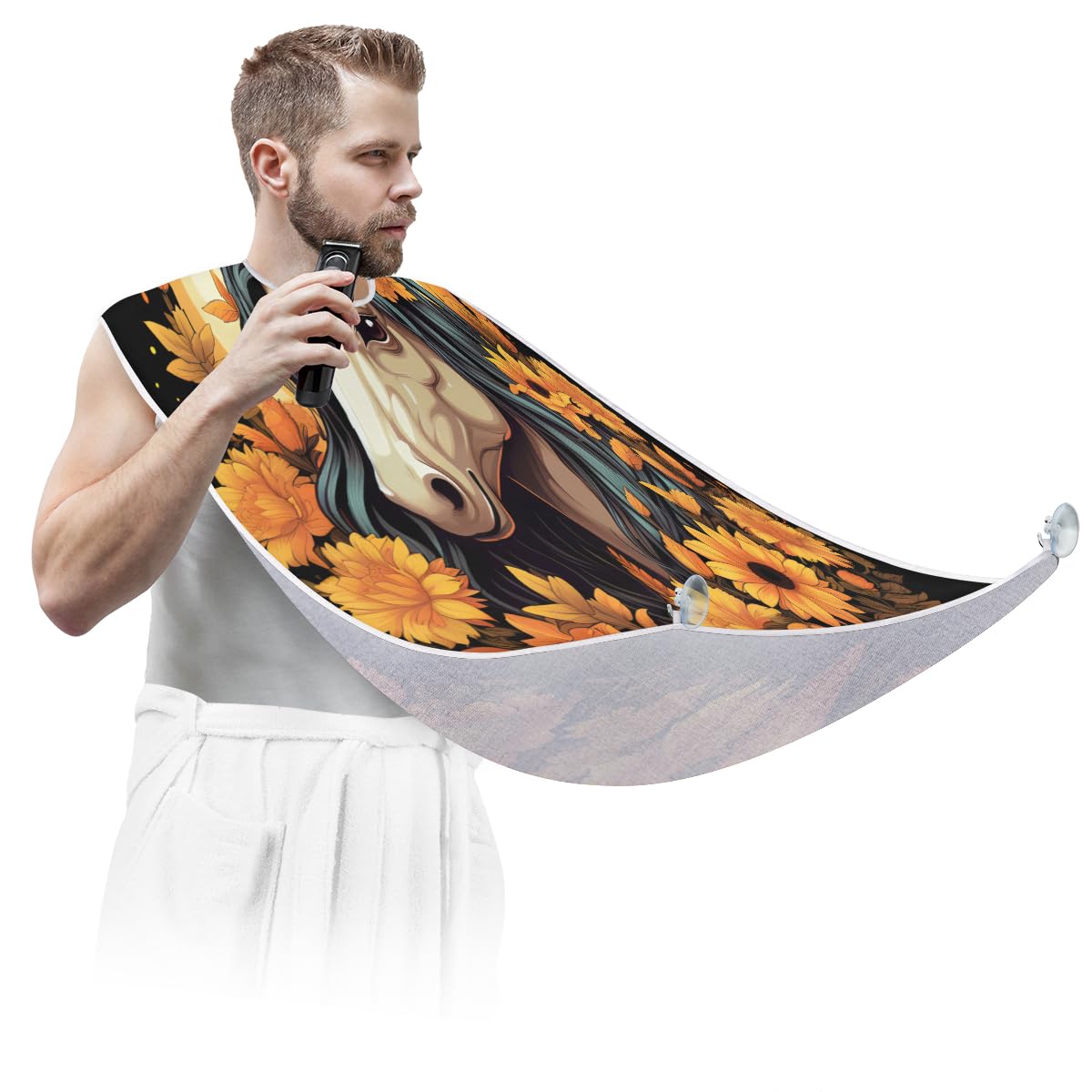 **Unicorn Sunflower Print Beard Shaving Bib for Men & Women - Waterproof Hair Dye Apron, Makeup Cape, Haircut Cloak - Sink Hair Catcher for Barbers & Stylists - Perfect for Home Grooming & Salon Use**