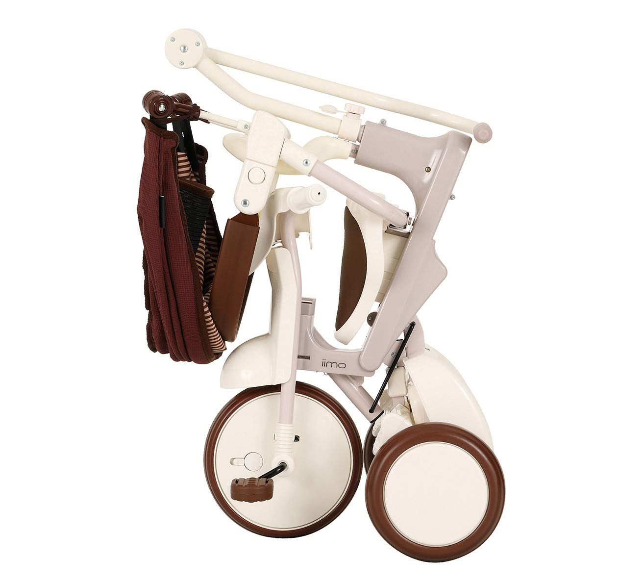 Premium iimo 02SS Foldable Toddler Tricycle - Lightweight Push & Fold Trike Stroller for Kids Ages 10 Months to 3 Years, Gentle White | Perfect for Park Rides, Neighborhood Walks & Outdoor Family Adventures