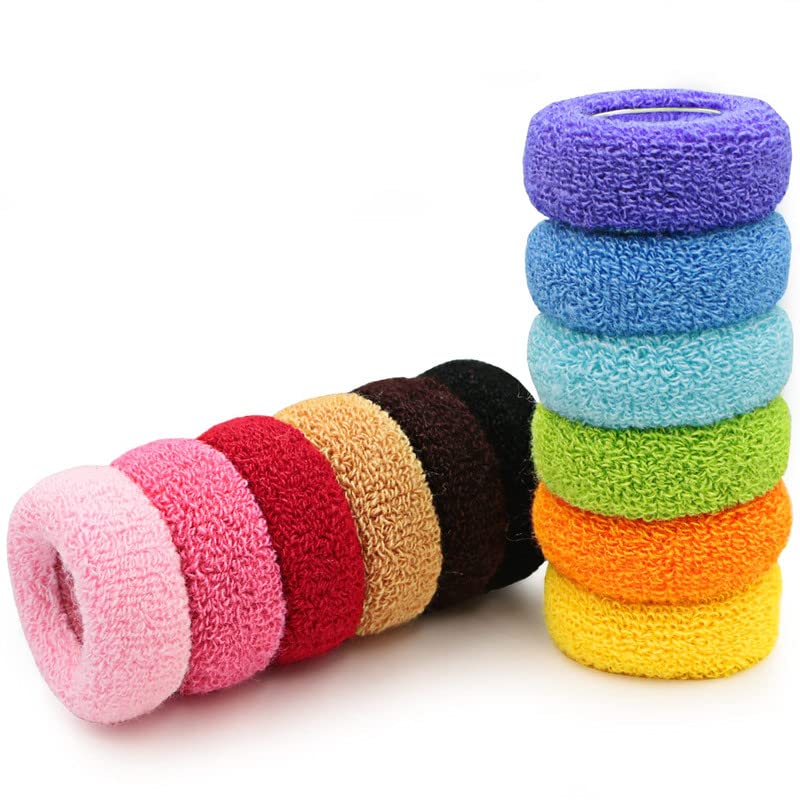 BELICIA Thick Hair Ties for Thick Hair - Terry Cloth Hair Elastics & Scrunchies for Women & Girls (12-Pack, 5cm Width, Non-Slip Ponytail Holders) - Perfect for Workouts, Yoga, and Everyday Styling