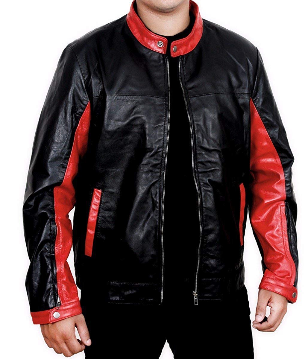 Christian Bale TDKR Batman Biker Jacket - Vintage Black Motorcycle Leather Jacket for Men (Size L) - Perfect for Cosplay, Halloween & Motorcycle Riding