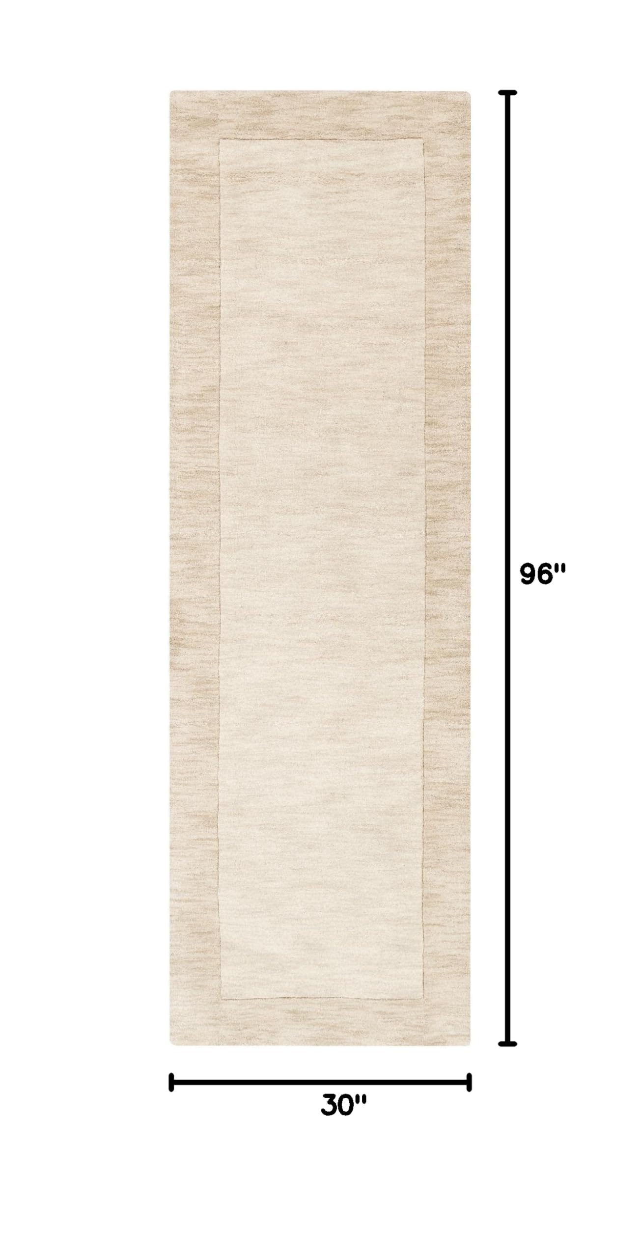 Premium Wool Runner Rug 2x8 - Modern Wheat Design, Cream Area Carpet for Hallway, Kitchen, Bedroom & Living Room - Soft & Durable (2'6