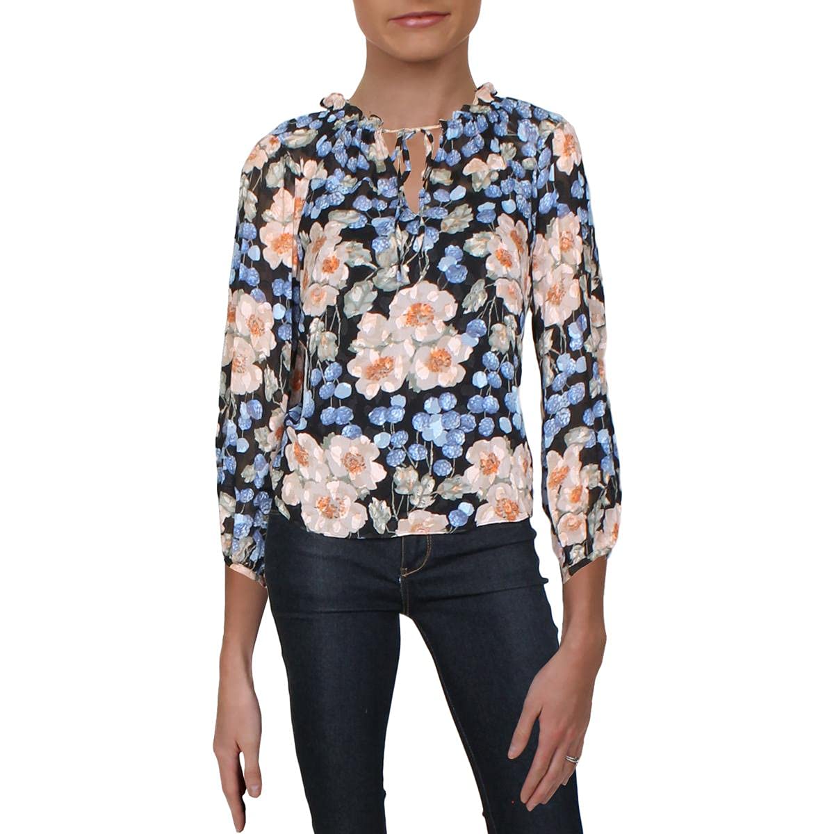 Rebecca Taylor Women's Long Sleeve Floral Blouse - Elegant Floral Print Top for Work, Office & Casual Outfits | Comfortable & Stylish Women's Shirt for Spring & Fall Seasons