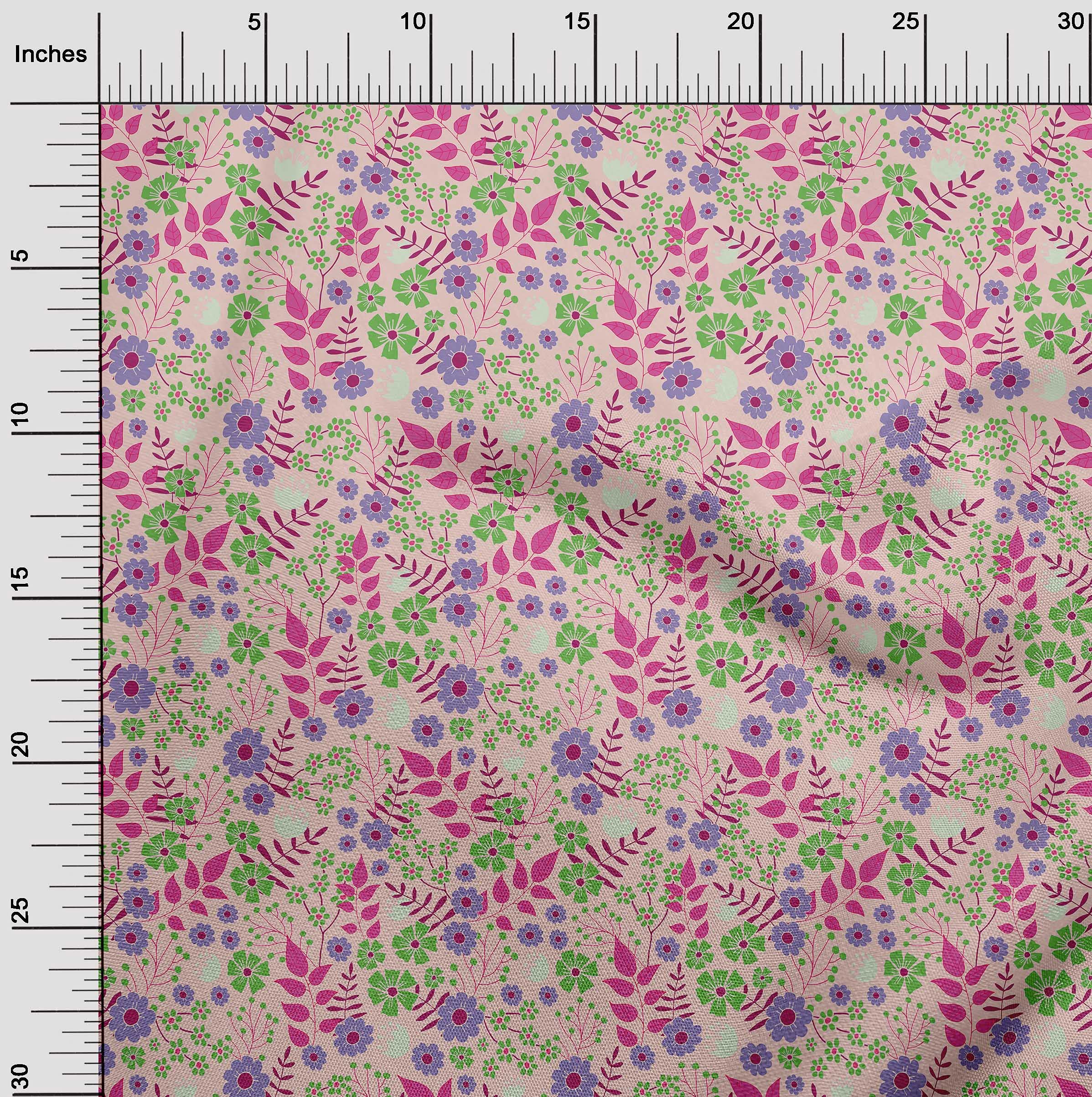 oneOone Rayon Pink Floral Print Fabric - 56 Inch Wide Dress Material by The Yard | Perfect for DIY Dresses, Skirts & Home Decor Projects