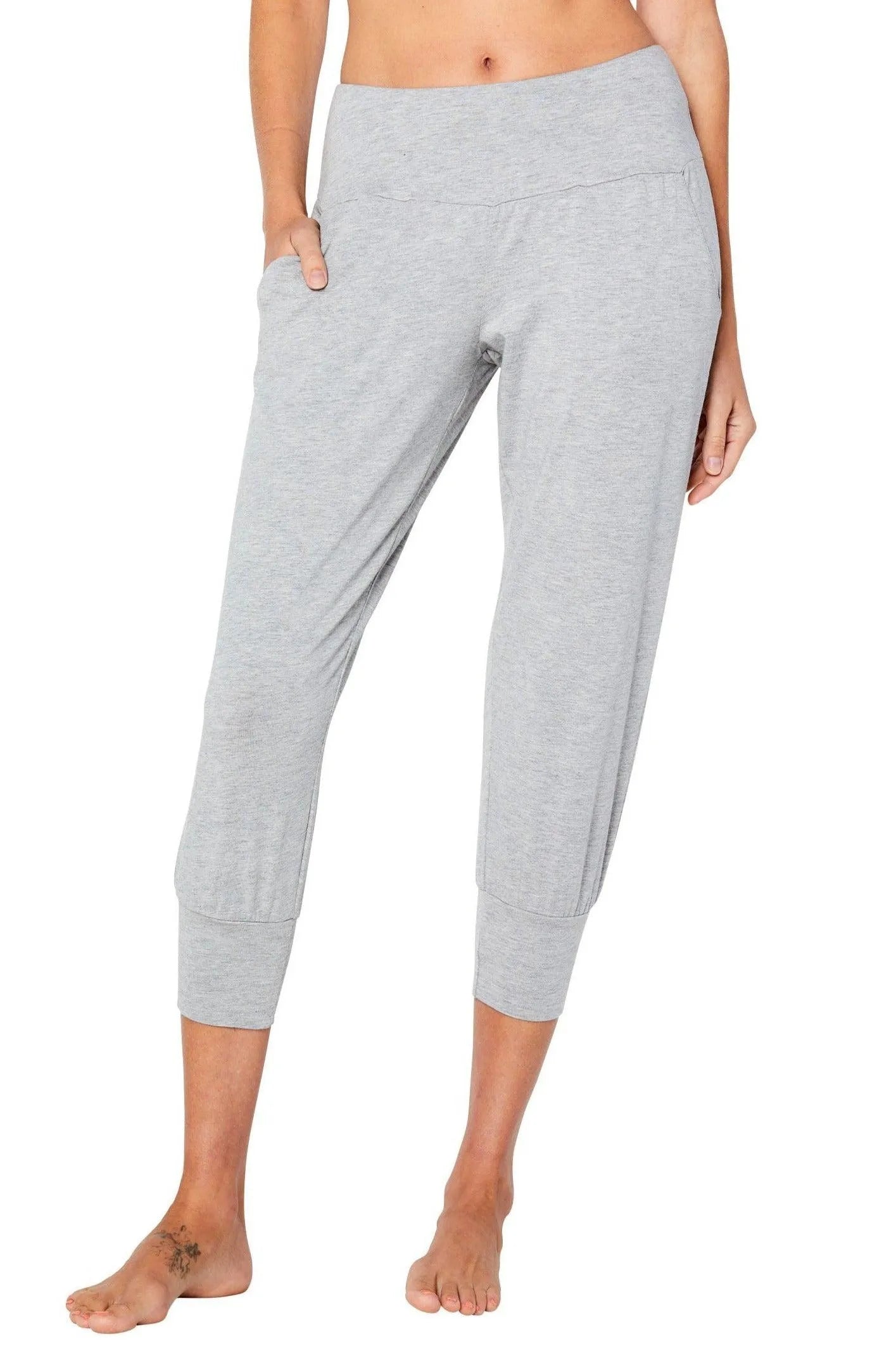 High Waist Cropped Jogger Pants for Women - Stretchy Wide Elastic Waistband Lounge Pants - Perfect for Yoga, Running, Gym & Casual Wear