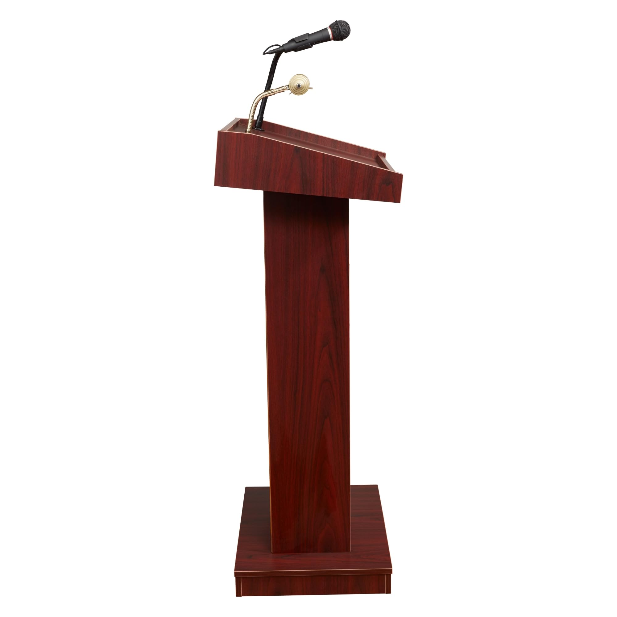 Oklahoma Sound 800X-7 Orator Lectern & Headset Microphone with Mahogany Finish - Perfect for Public Speaking, Church Sermons, and Conference Presentations