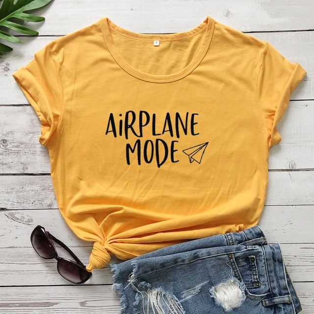 Airplane Mode Vacation Slogan T-Shirt - Funny Travel Tee for Relaxing Getaways & Beach Trips
