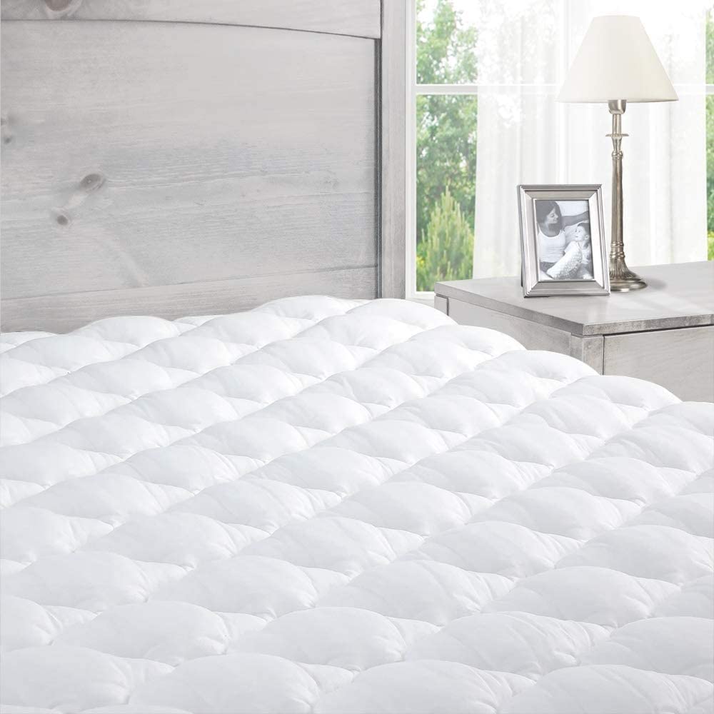 Premium Pillow Top Mattress Pad with Fitted Skirt & 18