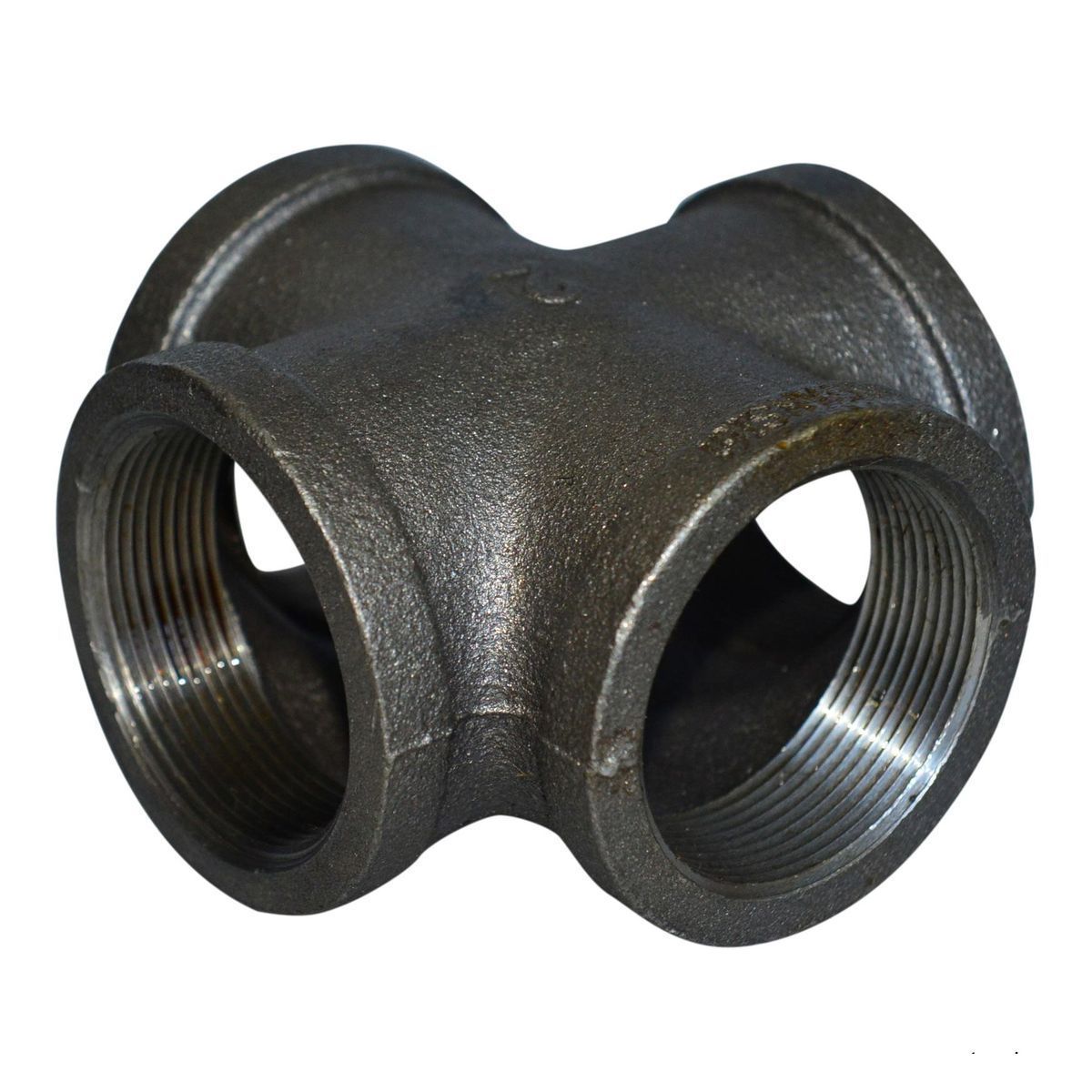 Durable Malleable Iron Cross Threaded Fitting - Heavy Duty Pipe Connector for Plumbing, HVAC & Industrial Applications