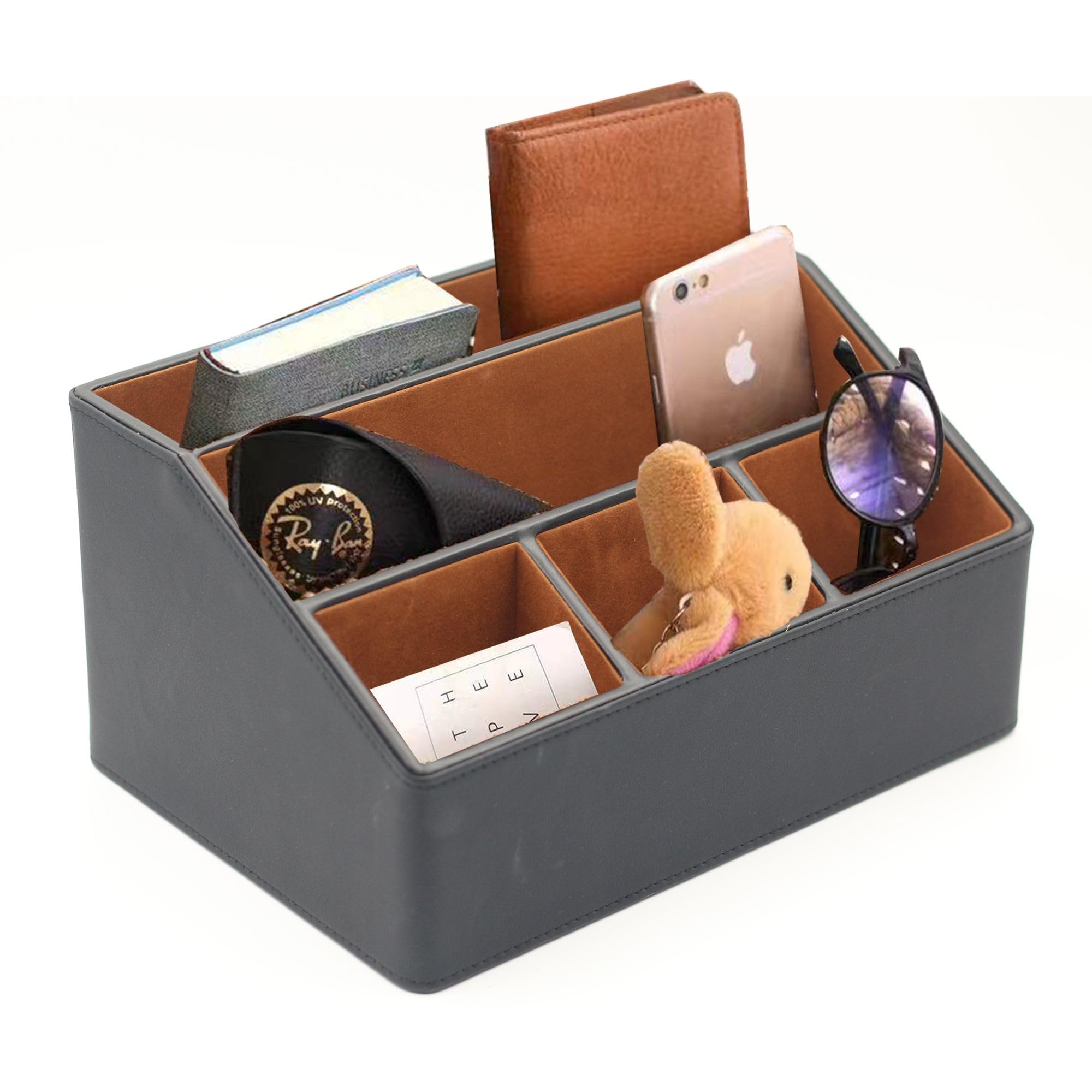 Boershun PU Leather Mail Sorter and Desk Organizer - Countertop Bill Holder, Magazine File Organizer for Office, Home, and Workspace Accessories (Black) - Perfect for Mail Sorting, Document Storage, and Workspace Organization