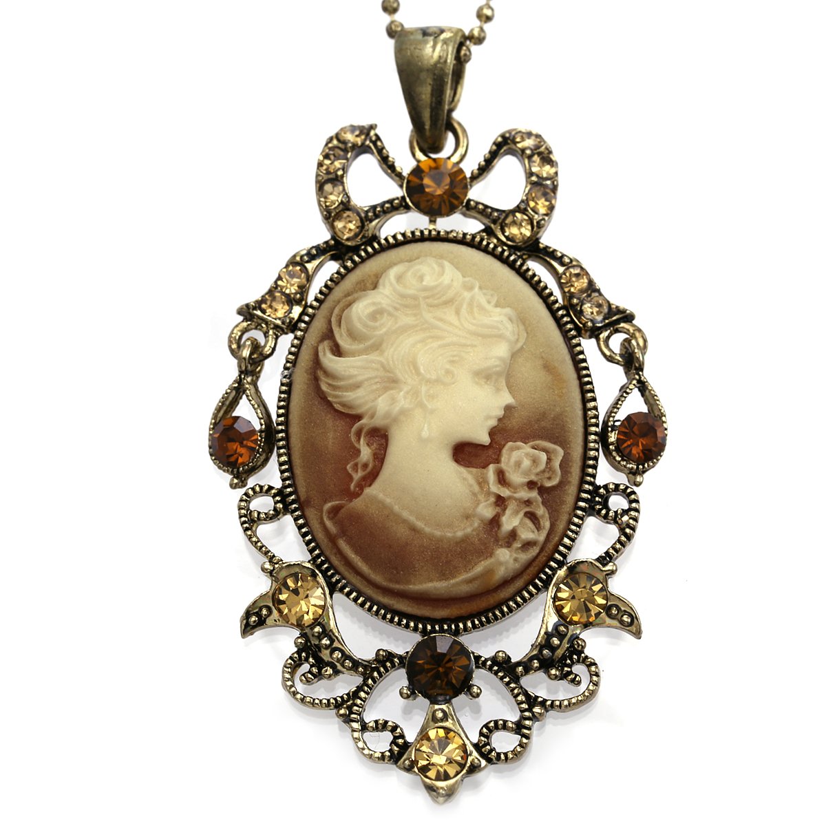 Light Brown Cameo Pendant Necklace for Women - Vintage Charm Jewelry Gift