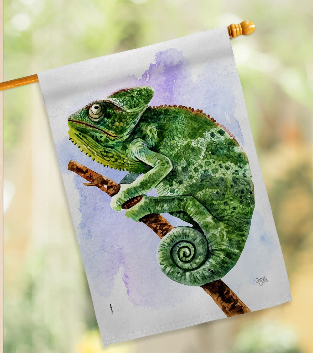 Breeze Decor Chameleon House Flag Pack - Double-Sided Garden Yard Decor for Outdoor Nature Lovers