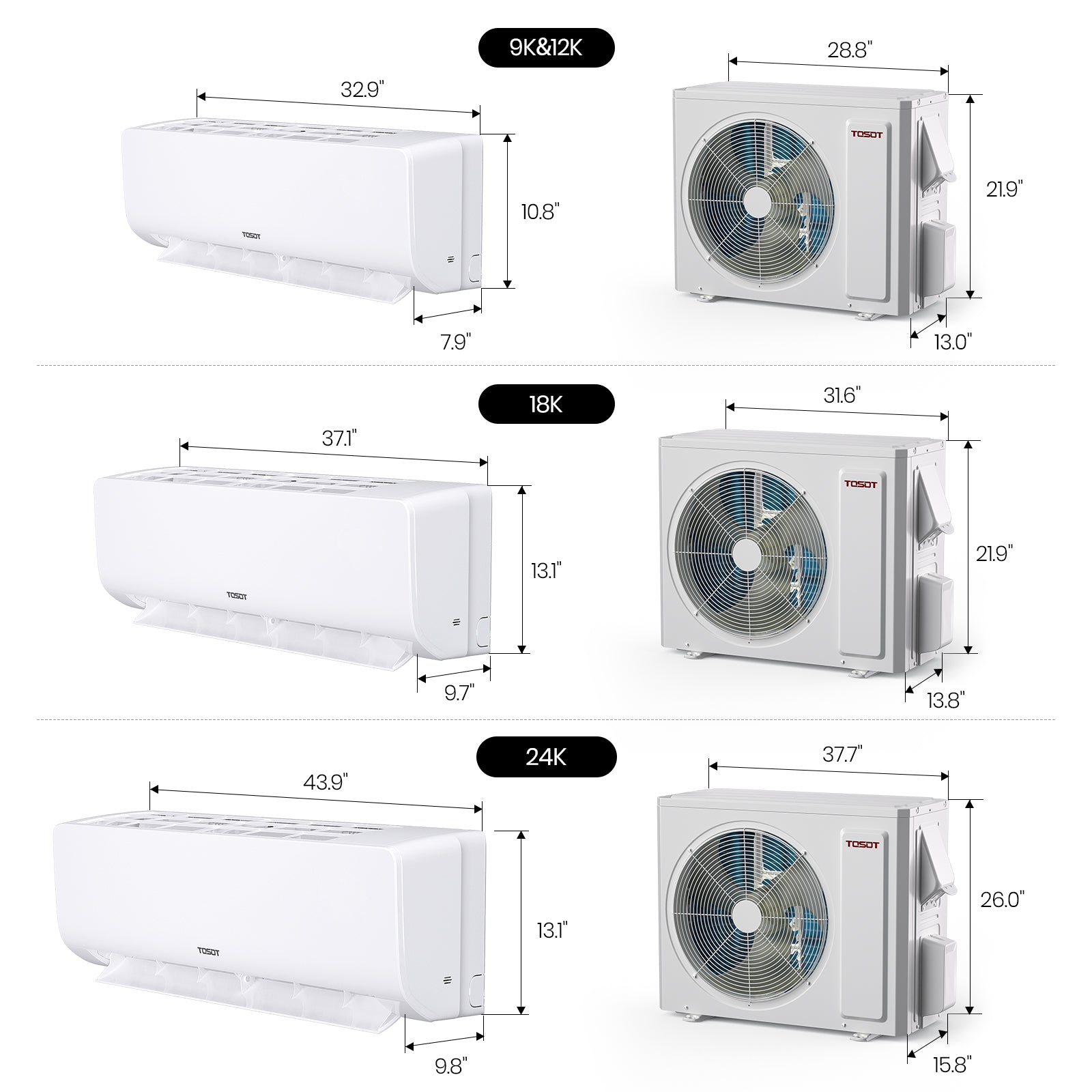 24,000 BTU Mini Split Heat Pump Air Conditioner 230V - Energy Efficient Ductless Cooling & Heating System for Home, Office, or Garage