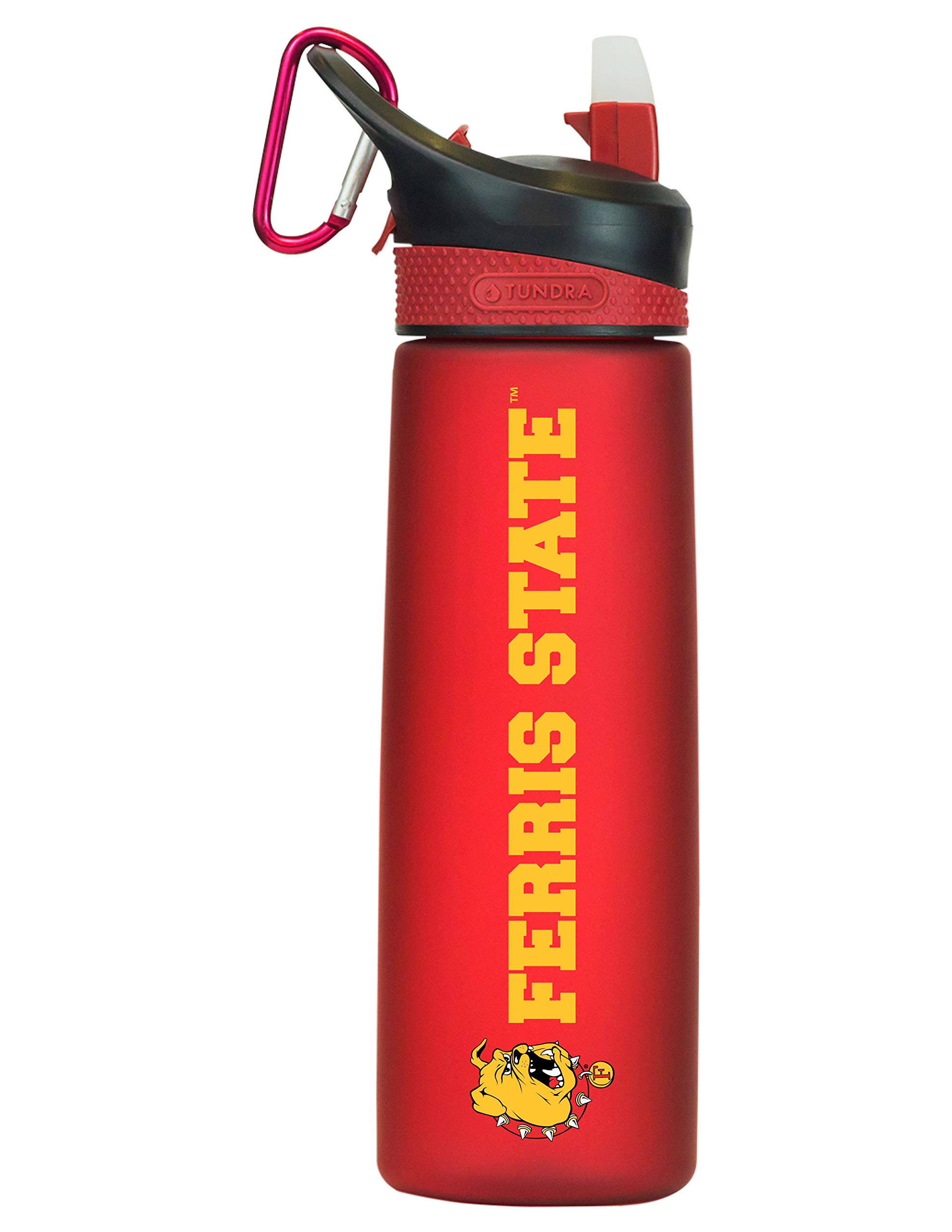 Ferris State Tritan Plastic Frosted Sport Water Bottle - BPA-Free, 24oz, Leak Proof, Durable for Gym, Hiking & Outdoor Activities - Red (Design-3)