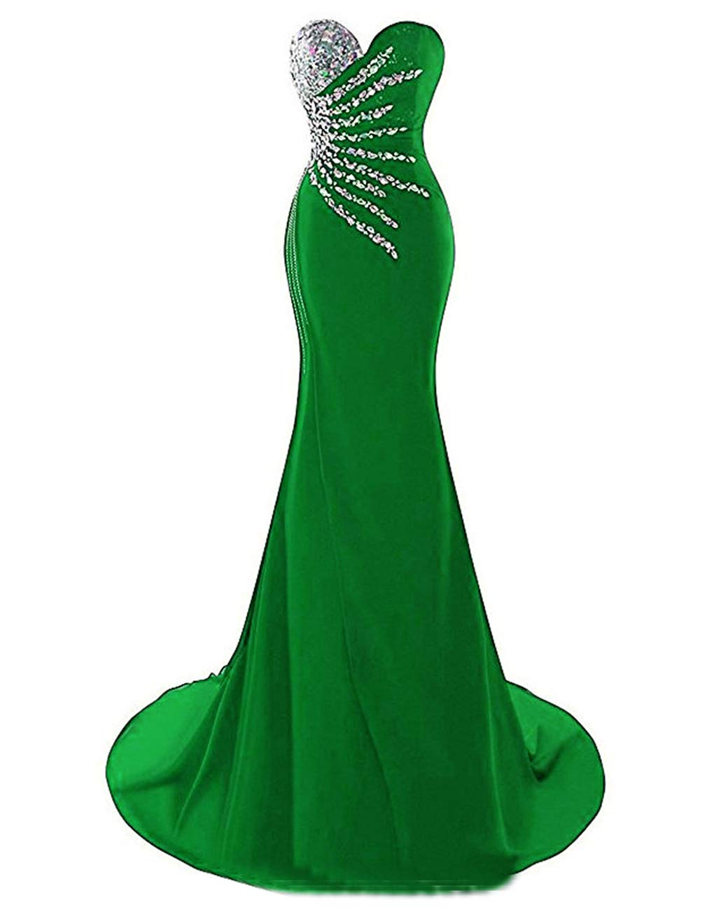 Fashionbride Women's Beaded Chiffon Long Prom Dress Mermaid Evening Gown - Formal Party Dress in Emerald Green Size US 8 | Perfect for Homecoming, Prom Night, and Black Tie Events