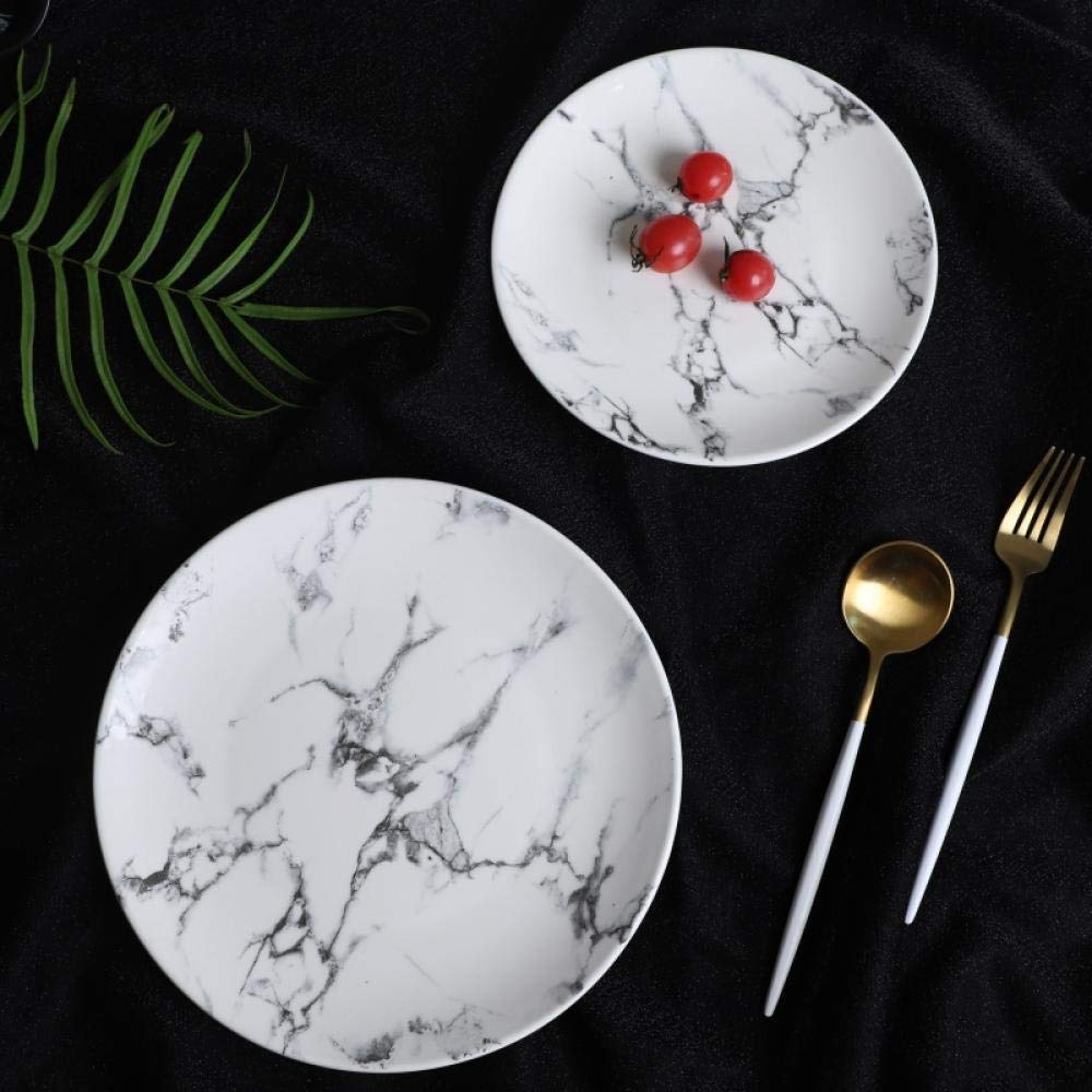 10 Inch Marbled Ceramic Plate - Elegant Dinnerware for Steak, Home Decor & Table Setting - Perfect for Restaurants, Weddings & Everyday Use