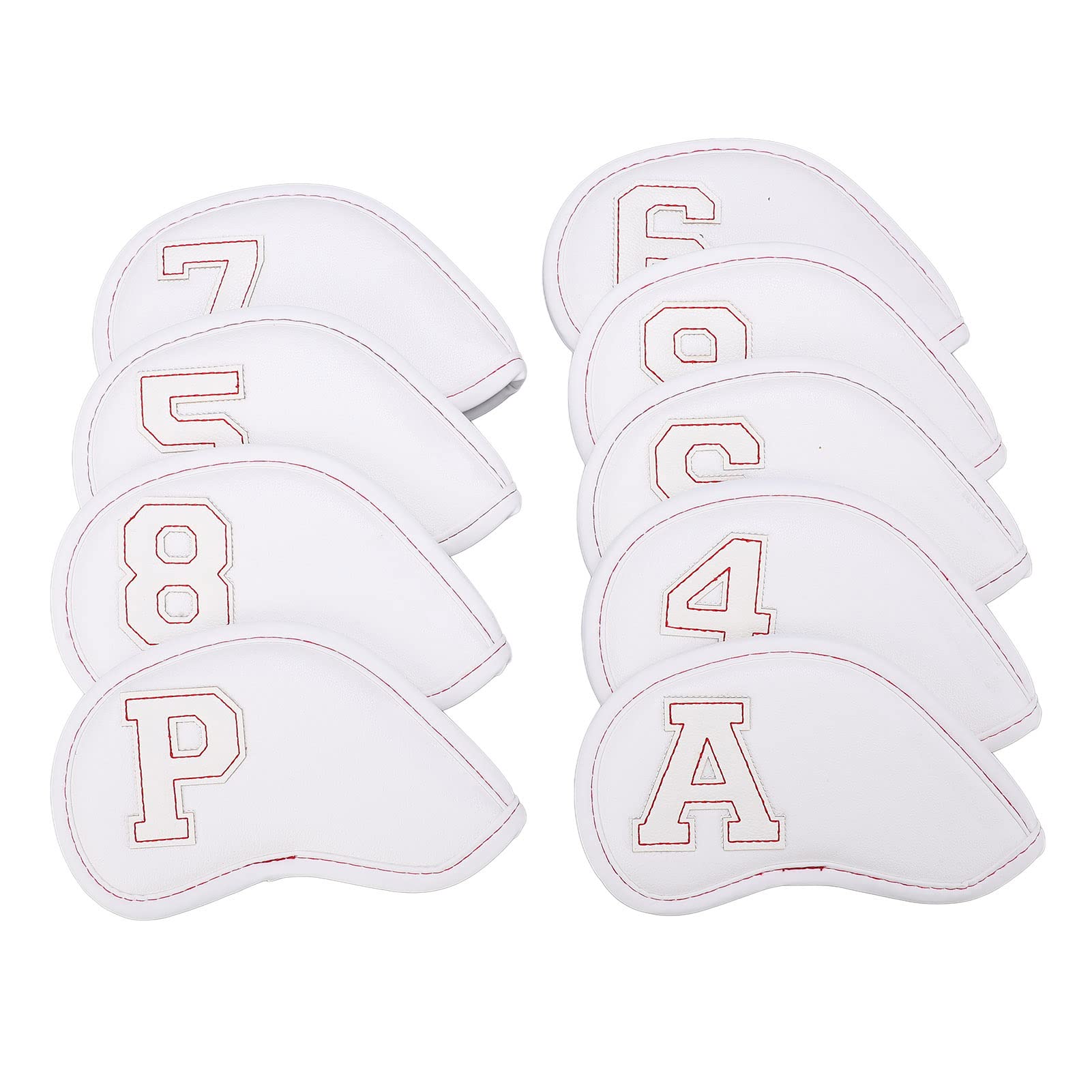 Premium Waterproof Iron Head Covers Set - Rainproof Golf Club Headcovers with PU Edging for Outdoor Use (White) | Ideal for Golf Course, Driving Range & Travel Protection