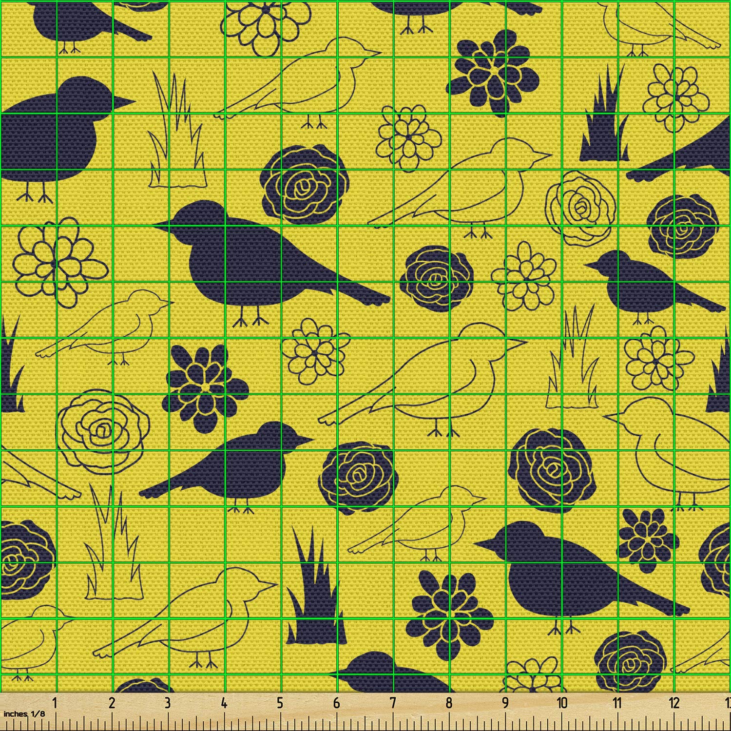 Ambesonne Yellow Bird Fabric - 2 Yards, Upholstery & Home Decor for Living Room
